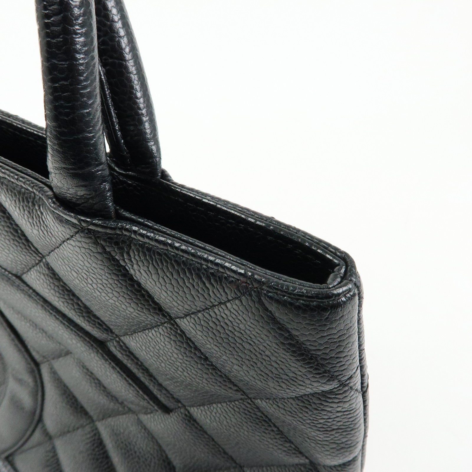 CHANEL Matelasse COCO Mark Medallion Caviarskin Tote Bag A01804