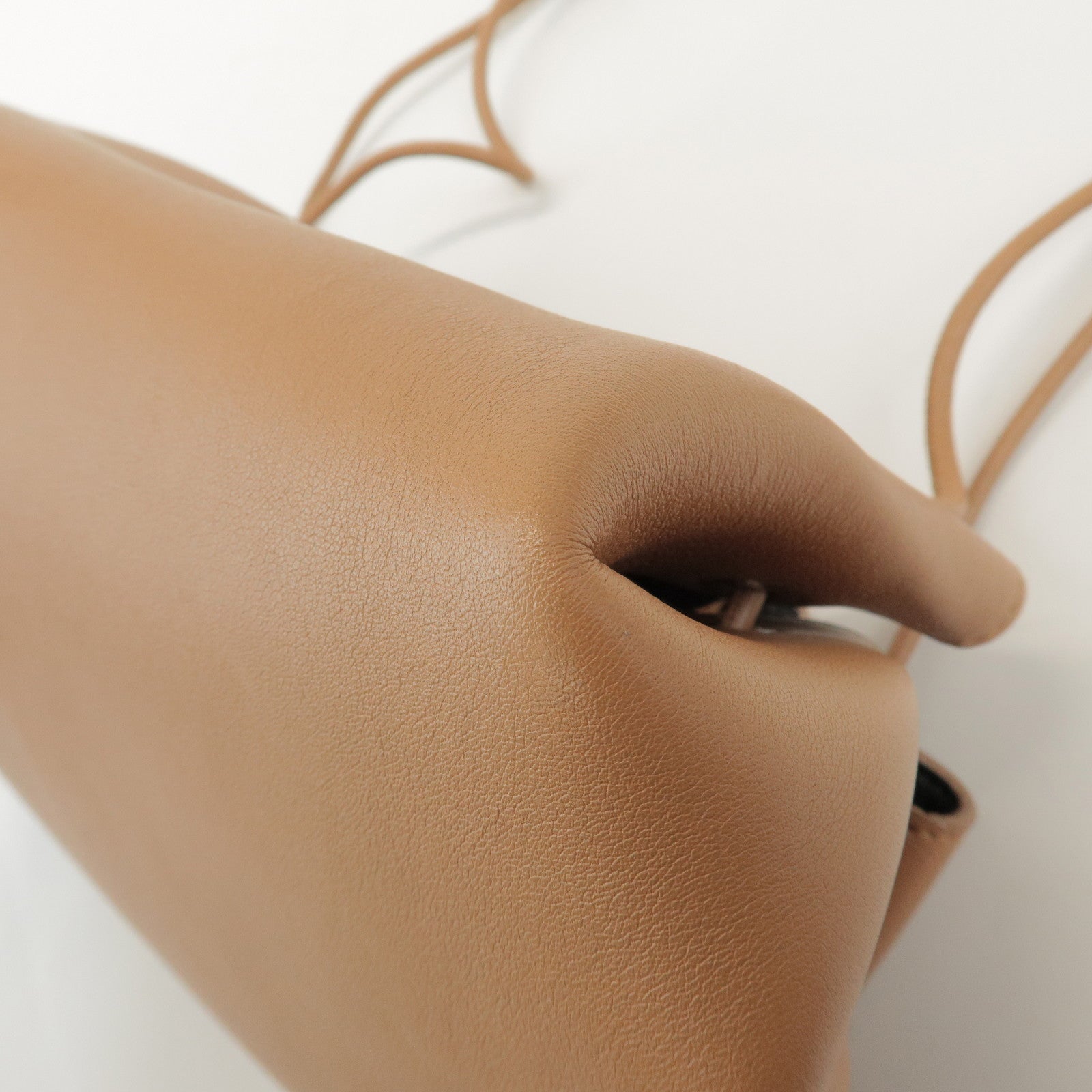 JIL SANDER Drawstring Leather Shoulder Crossbody Bag Light Brown