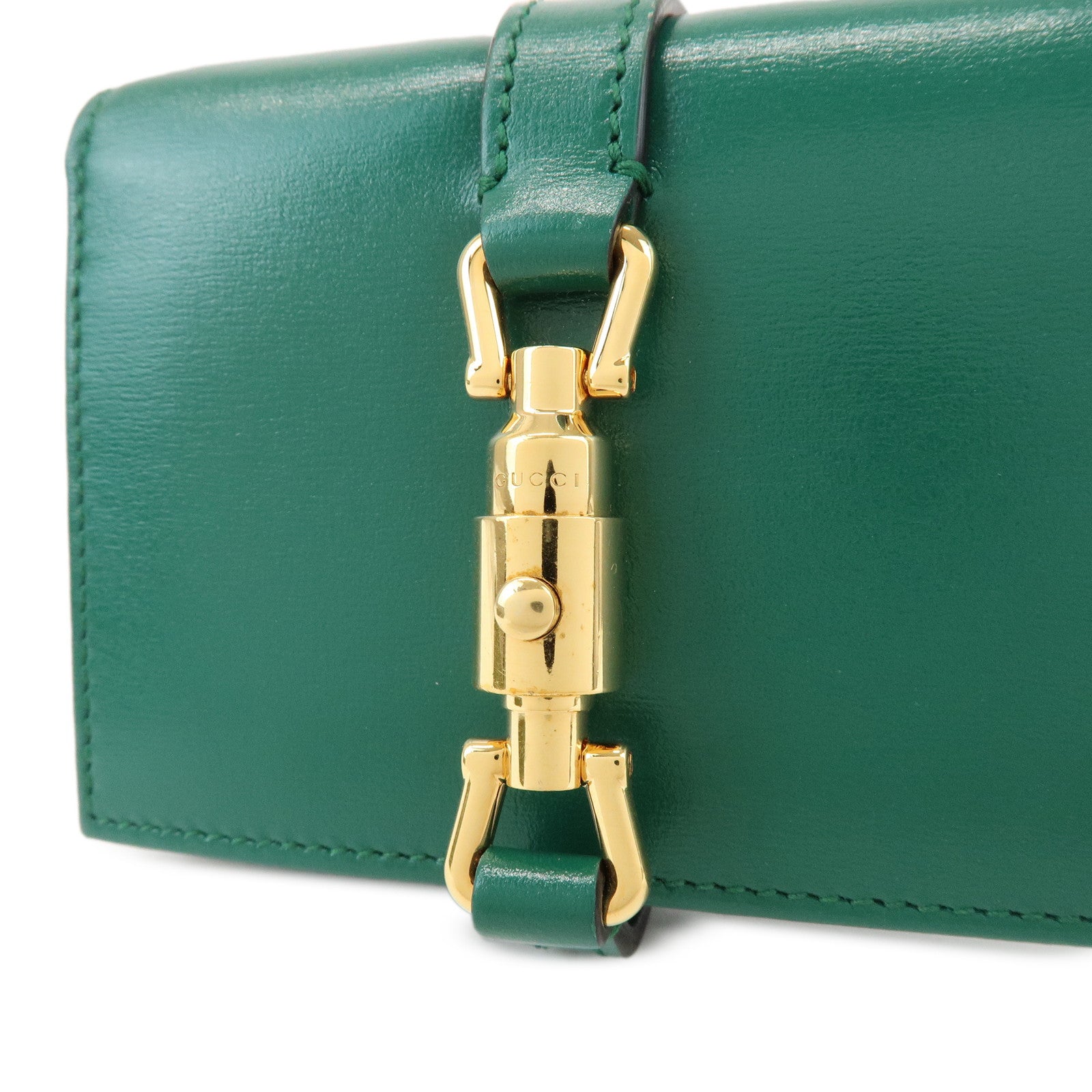 GUCCI Jackie 1961 Leather Bi-Fold Compact Wallet Green 645536