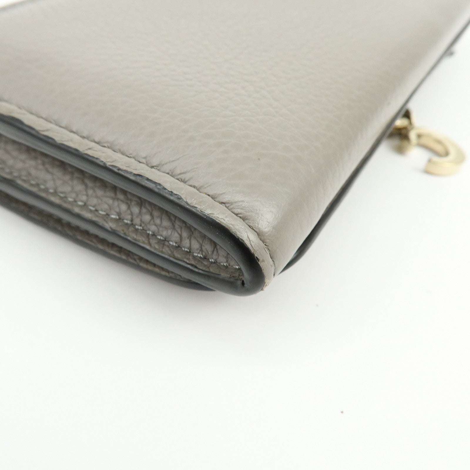 Chloe Alphabet Leather Flap Long Wallet C Charm Gray