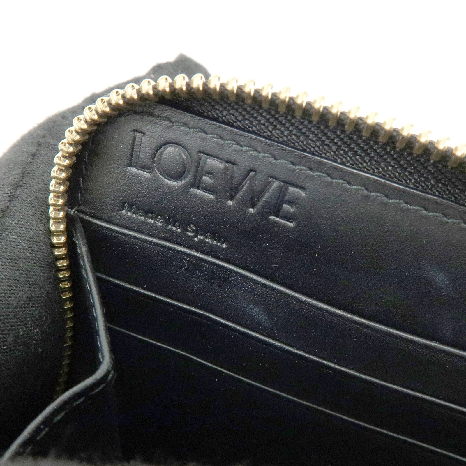 LOEWE Puzzle Calfskin Zippy Long Wallet Brown Beige Black
