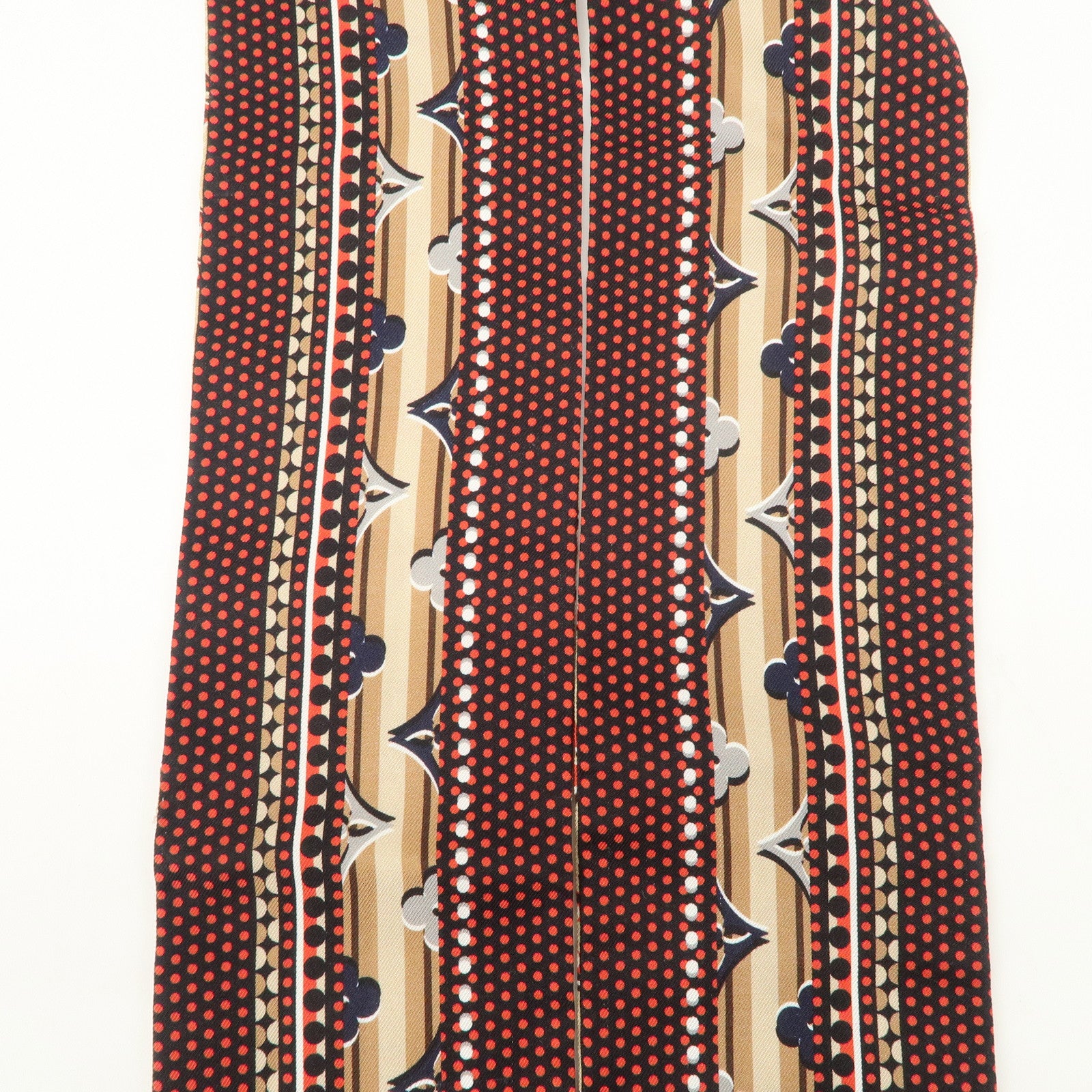 Louis Vuitton 100% Silk Bandeau Monodots Scarf Beige Red M70848