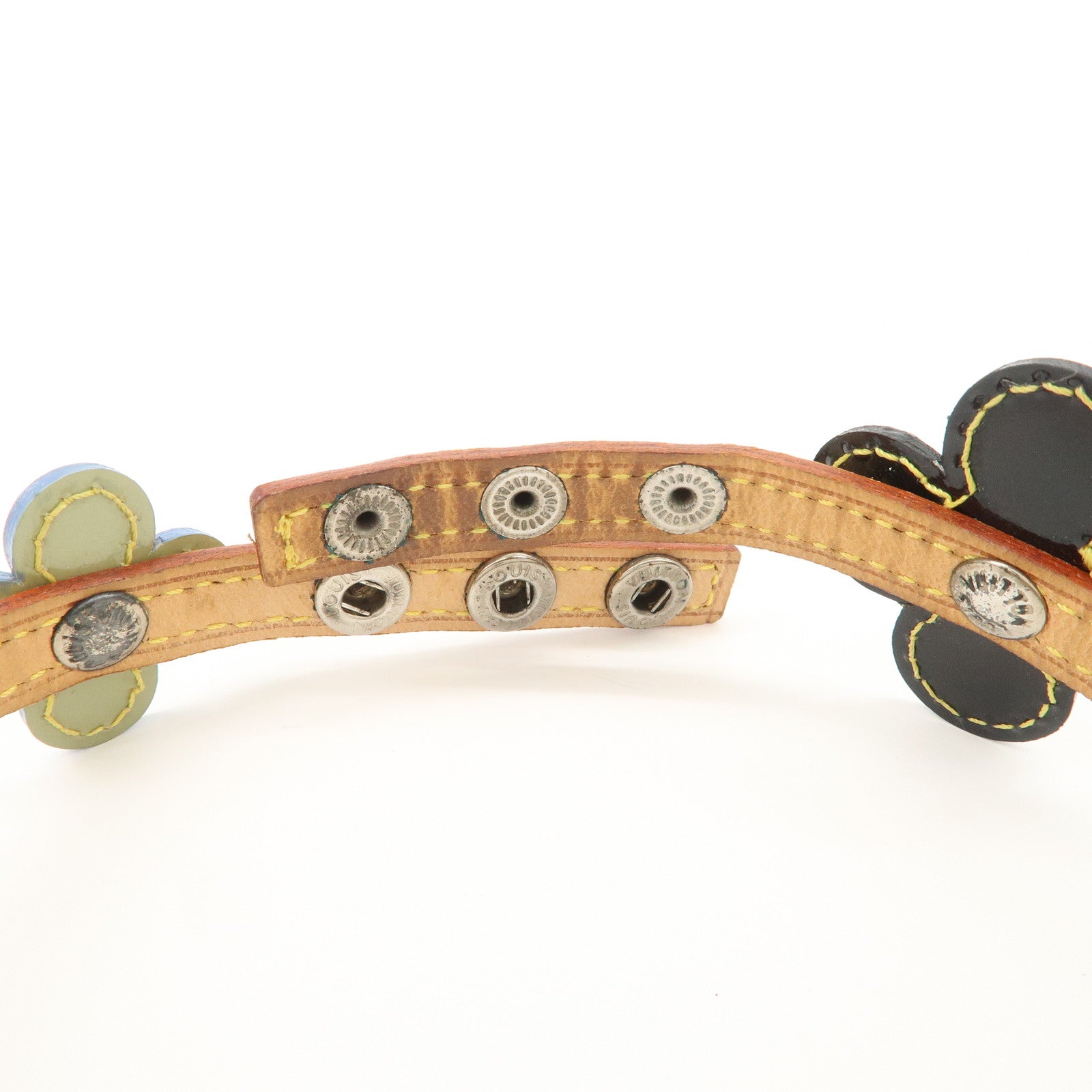 Louis Vuitton Nume Leather Vernis Lethear Flower Lexington Choker Bracelet Natural M92252