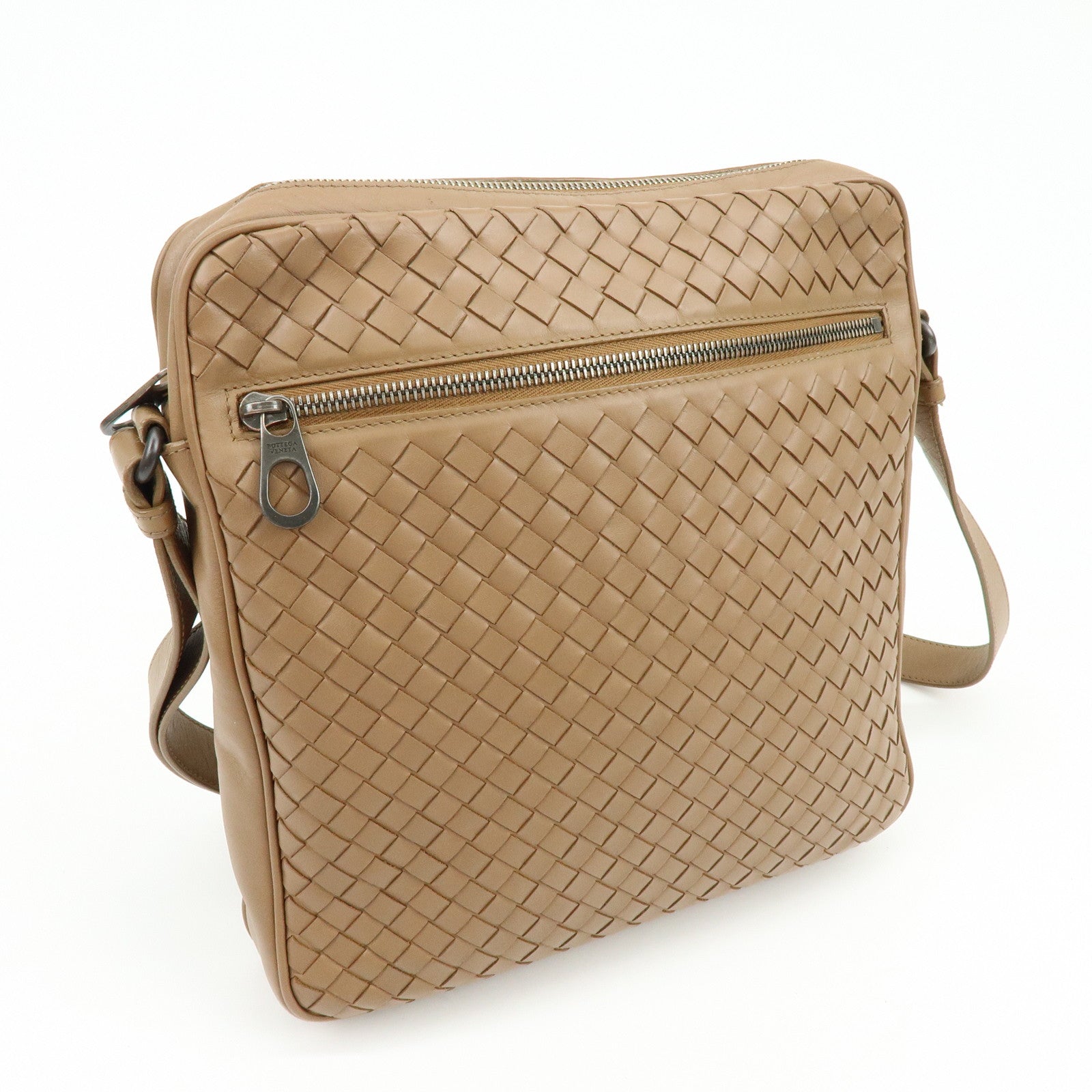 BOTTEGA VENETA Intrecciato Leather Shoulder Crossbody Bag Beige