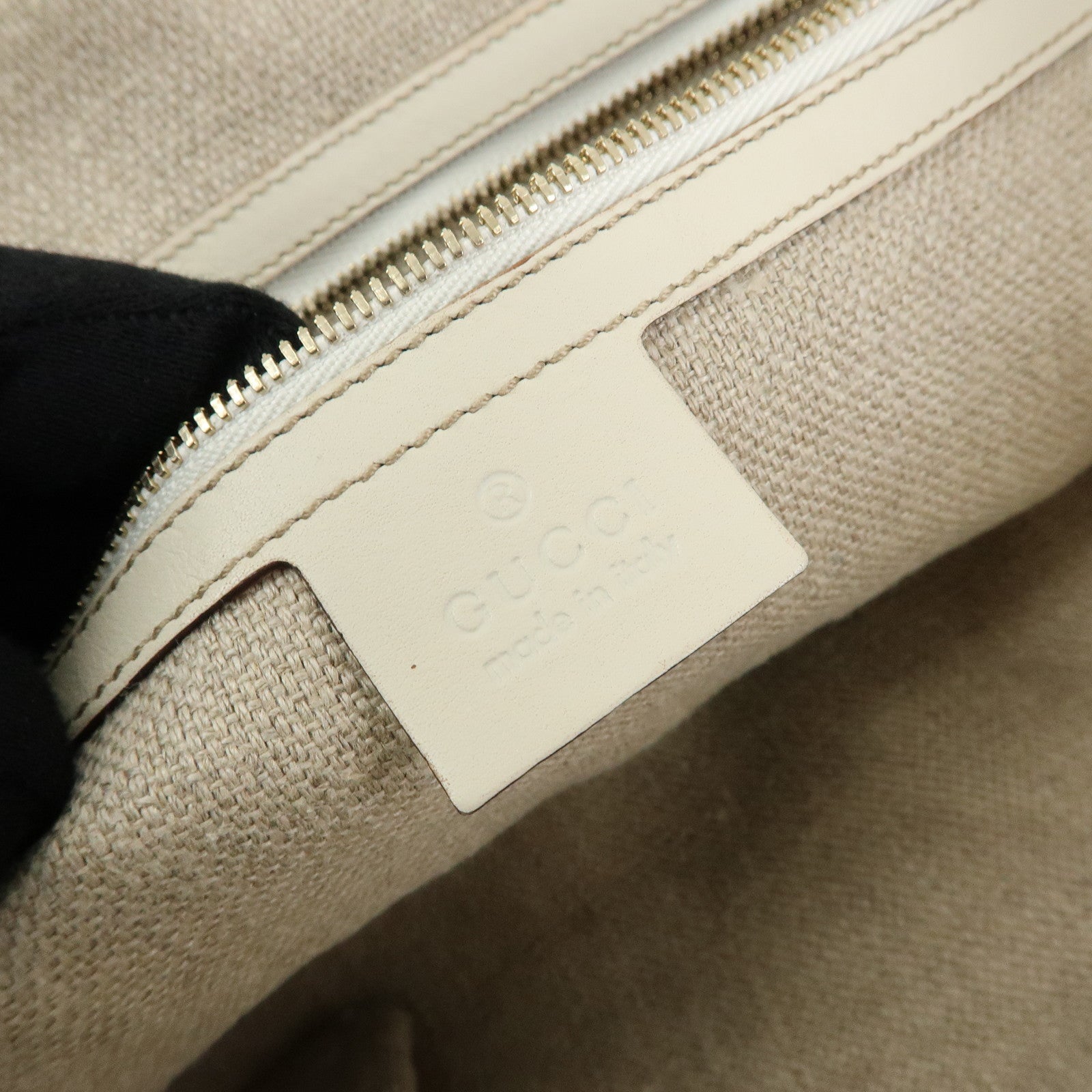 GUCCI Sherry Leather Shoulder Bag Hand Bag Ivory 154401