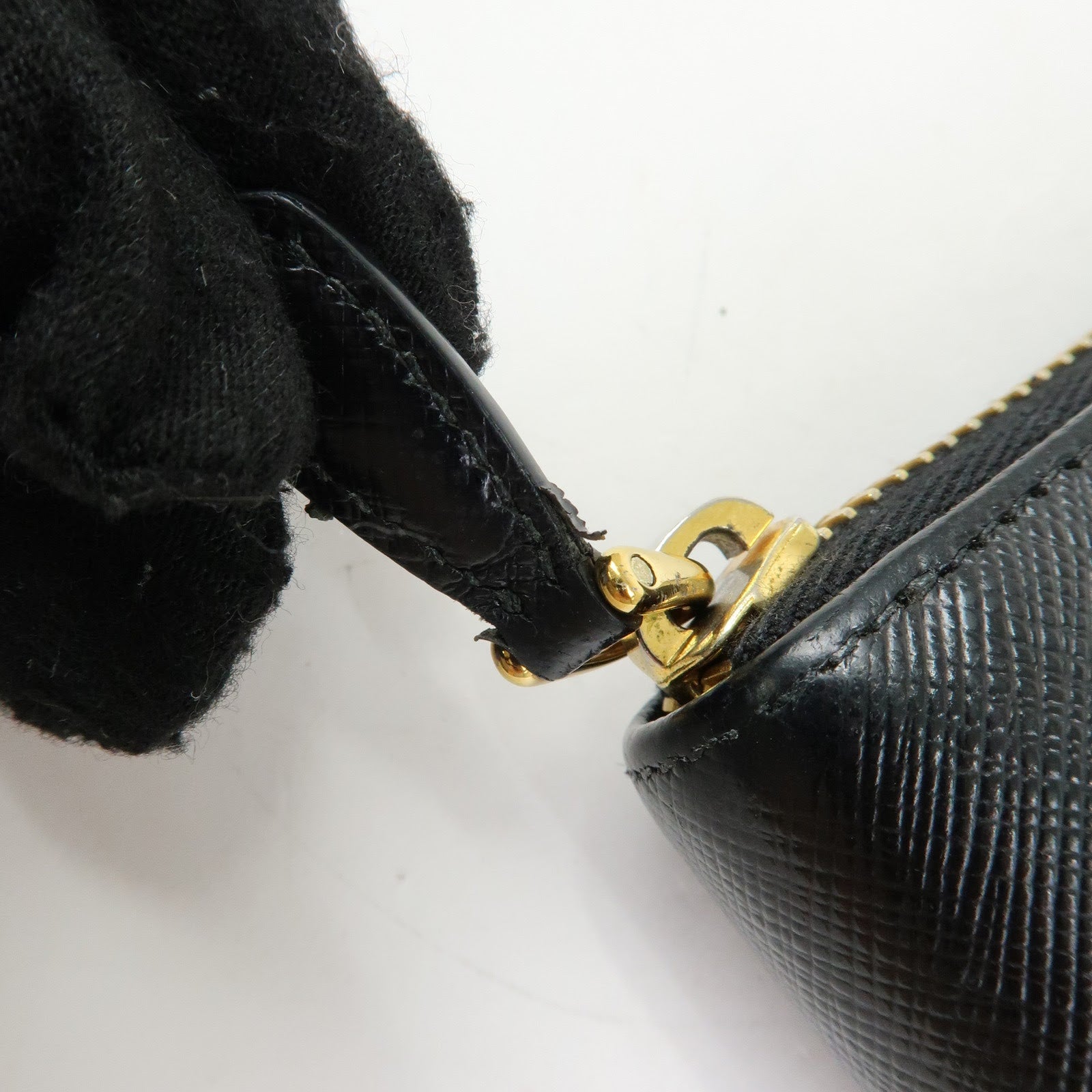 PRADA Saffiano Leather Round Zippy Long Wallet Black 1ML506