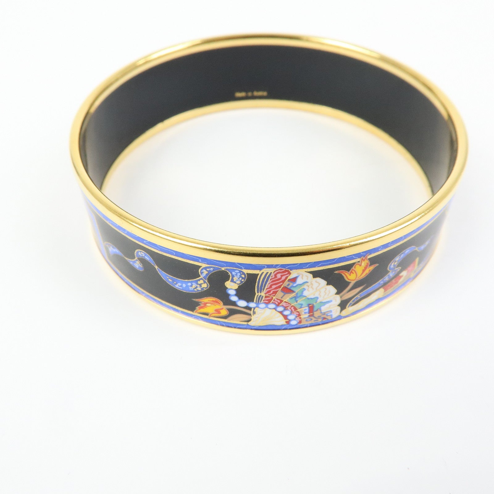 HERMES Email GM Bangle Gold Plated Bracelet Gold Black
