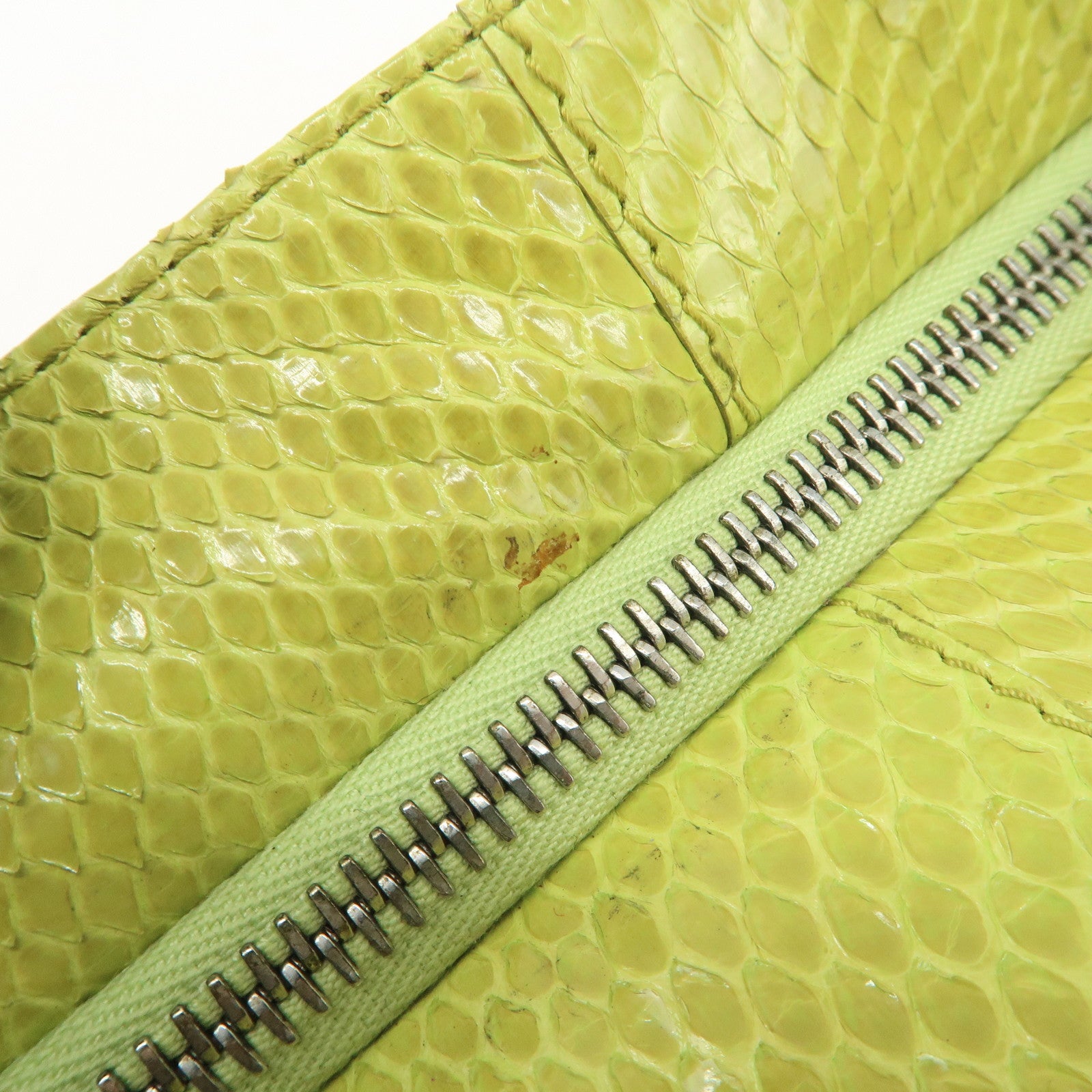 FENDI Patent Leather Mini Hand Bag Orange Lime Green 26636