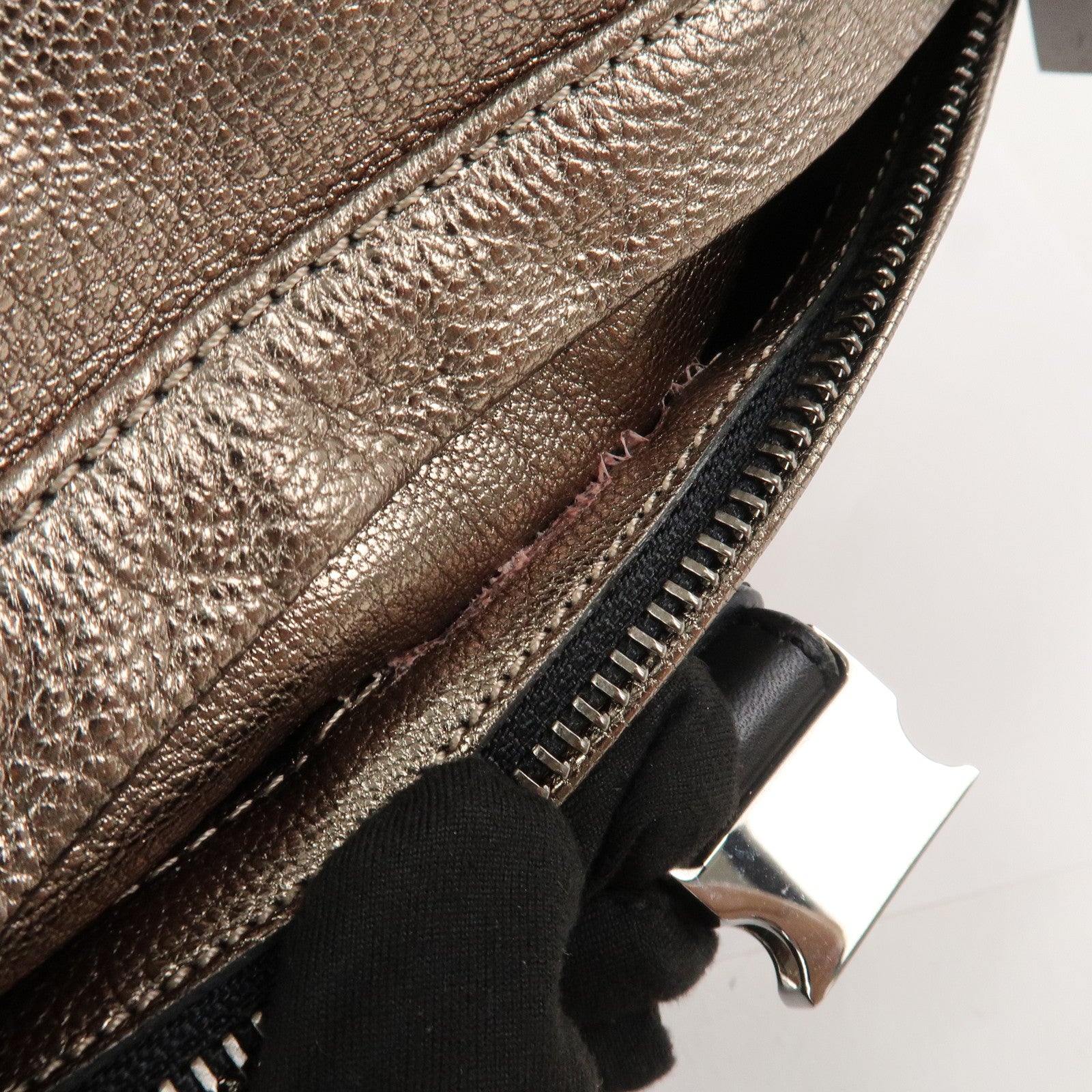 LOEWE Rola 26 Calf Skin Hand Bag Boston Bag Gold Black