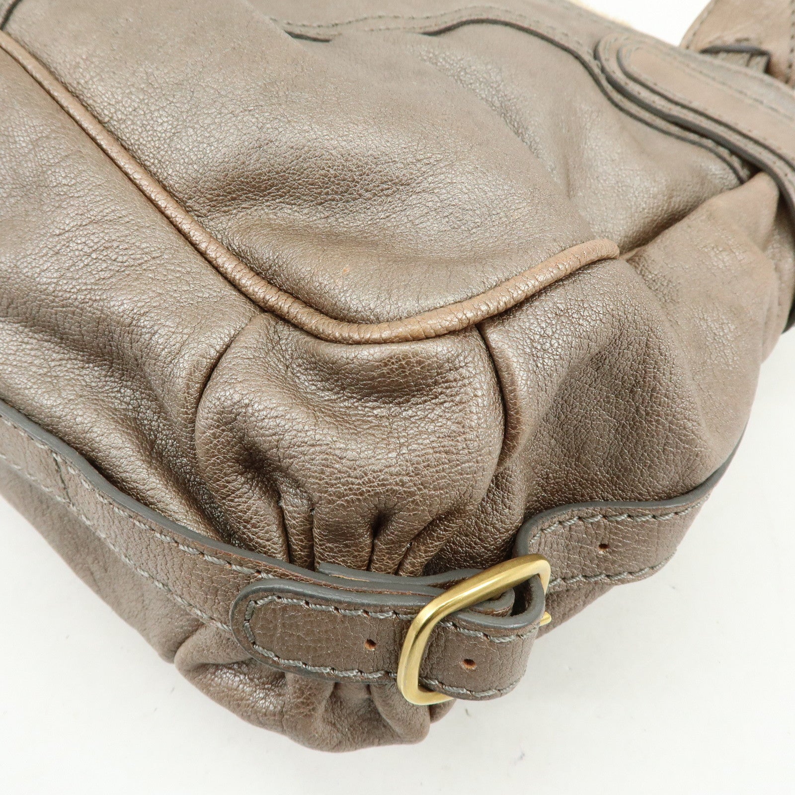 VALENTINO Flower Embroidery Leather Hand Bag Shoulder Bag Greige