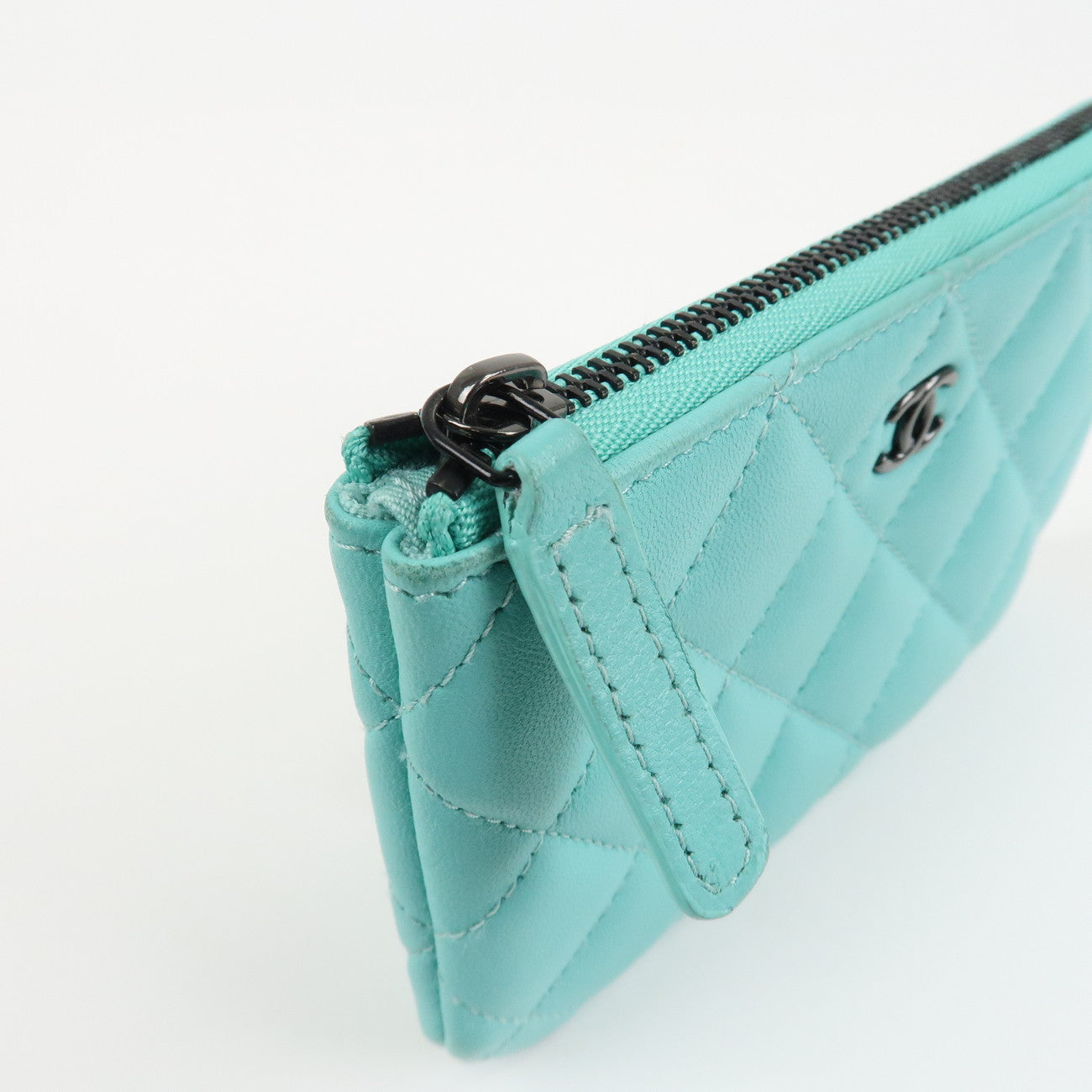 CHANEL Matelasse Caviarskin Classic Mini Pouch Blue A82365 Used