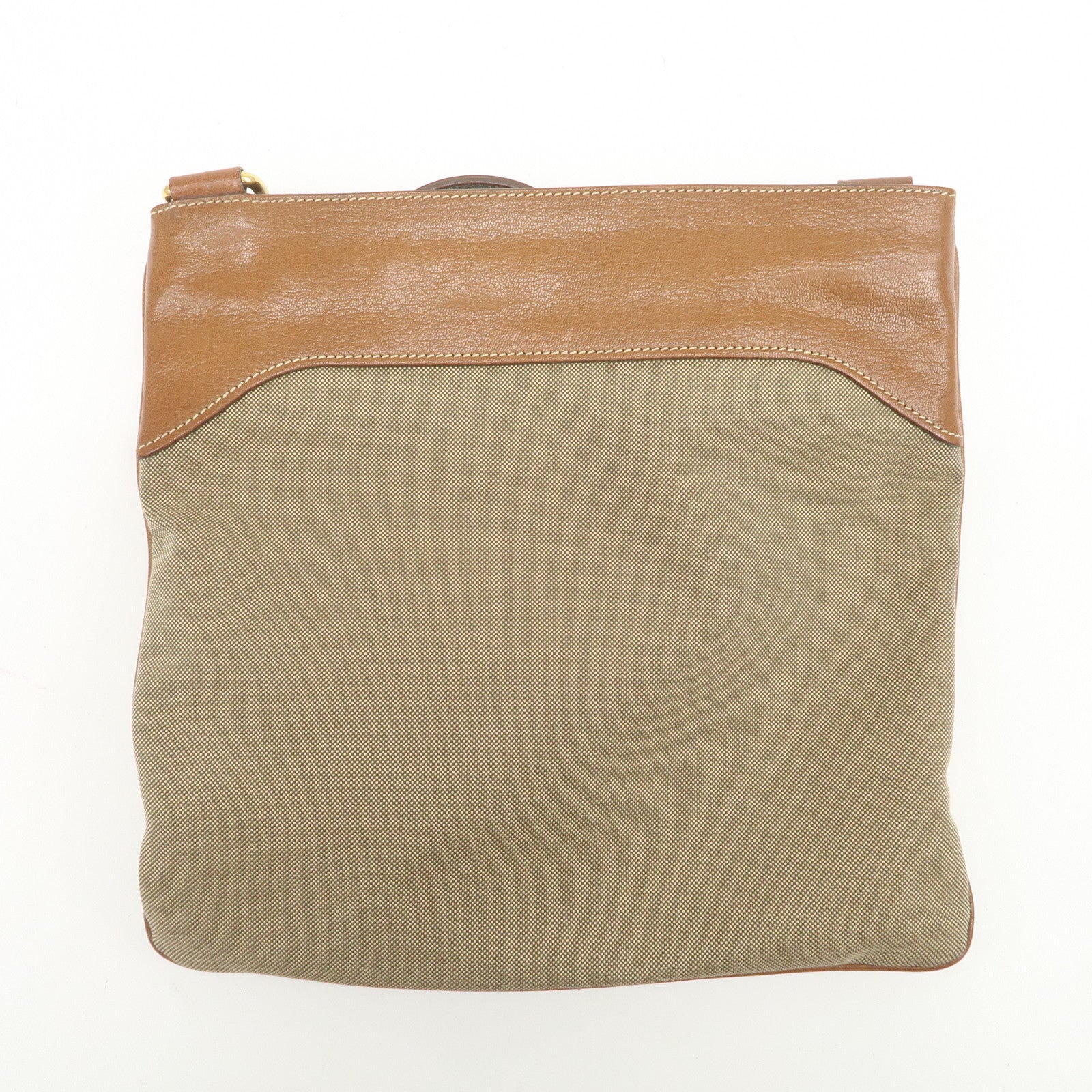 PRADA Logo Jacquard Leather Shoulder Bag Crossbody Bag Beige Brown
