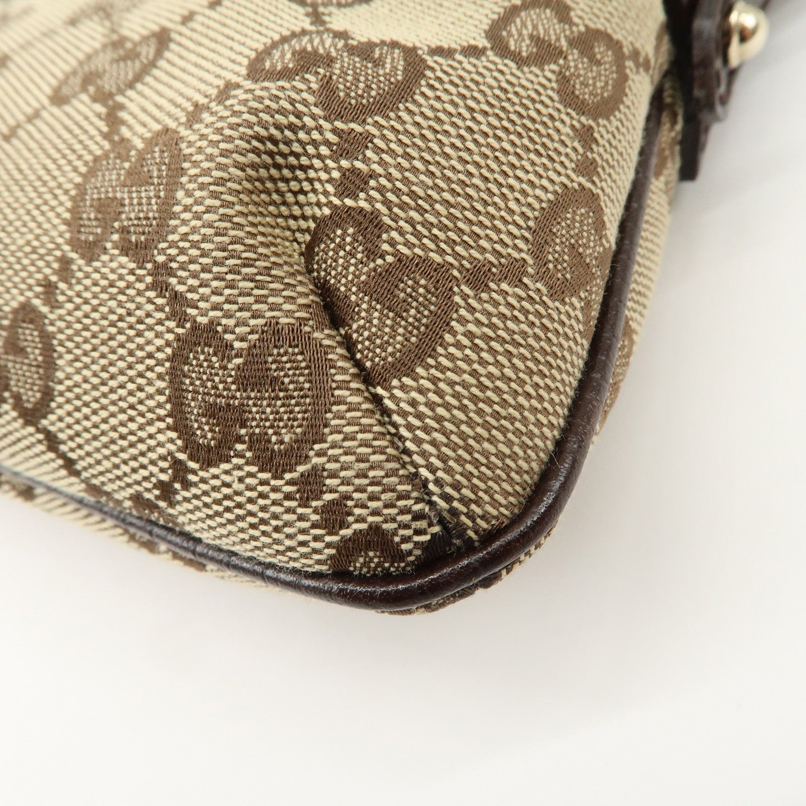 GUCCI Sherry GG Canvas Leather Hand Bag Pouch Boots Bag Charm 145970 Used