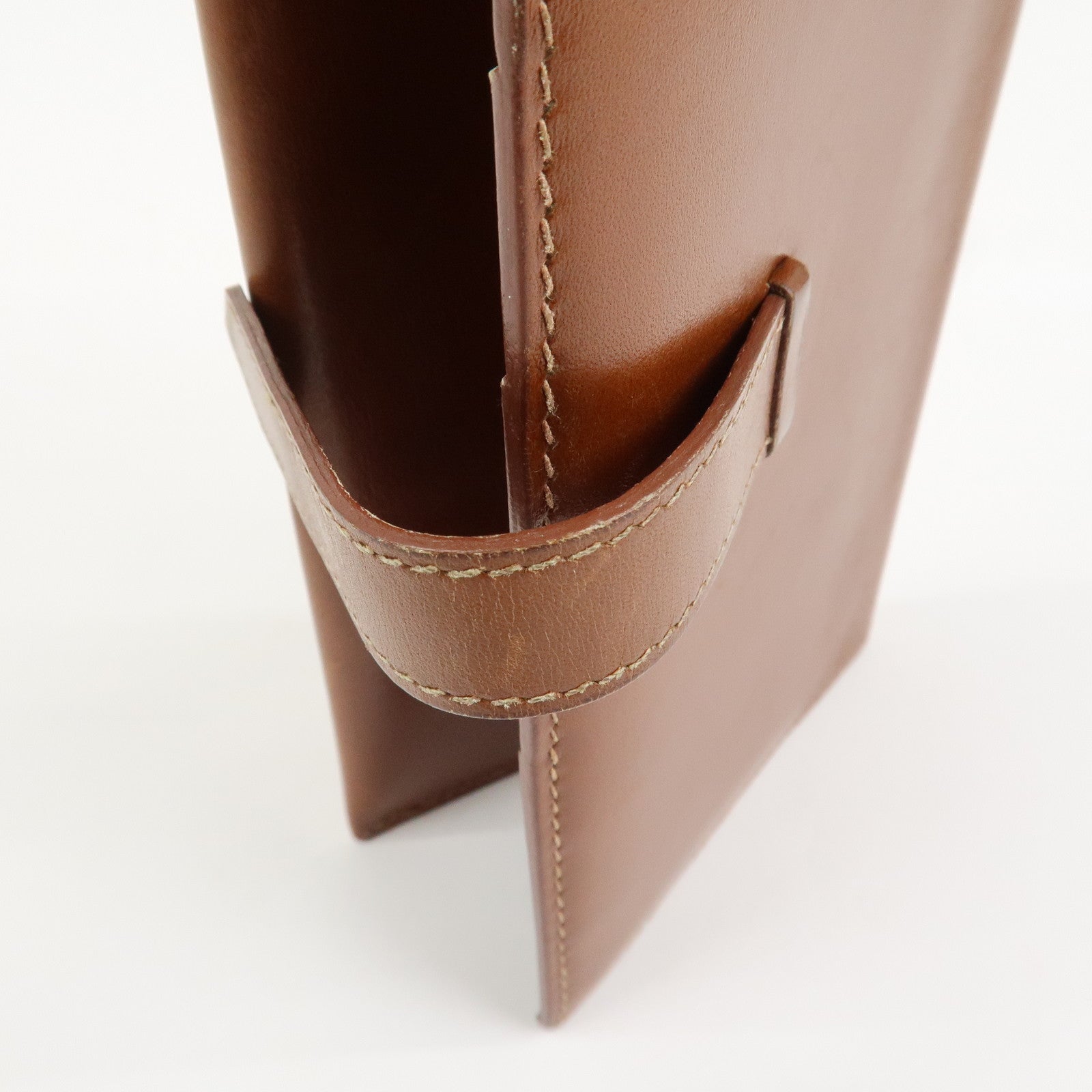 HERMES Bearn Classic Box Calf □O Stamped Bi-Fold Long Wallet Brown