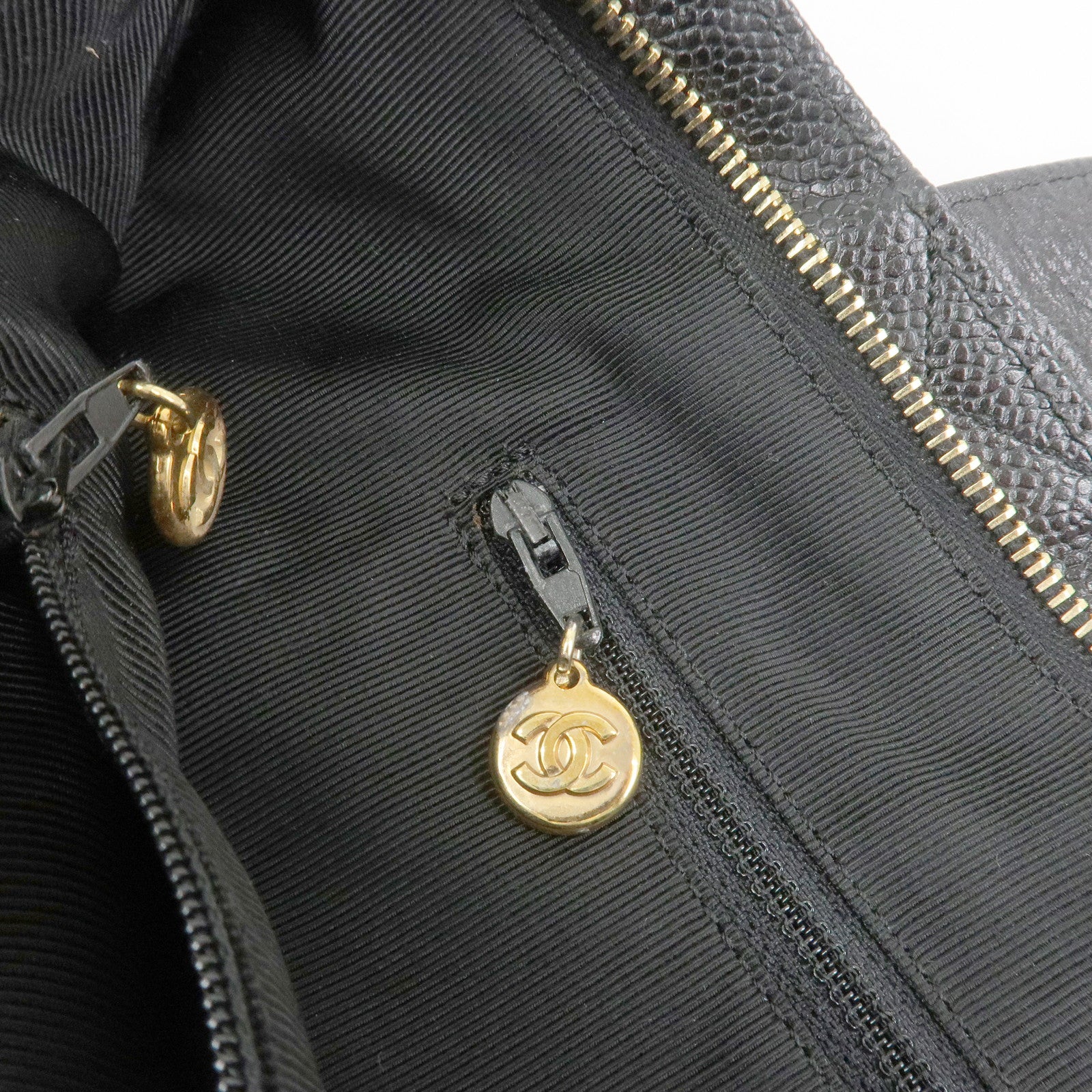 CHANEL COCO Mark Caviarskin Tote Bag Shoulder Bag Hand Bag Black