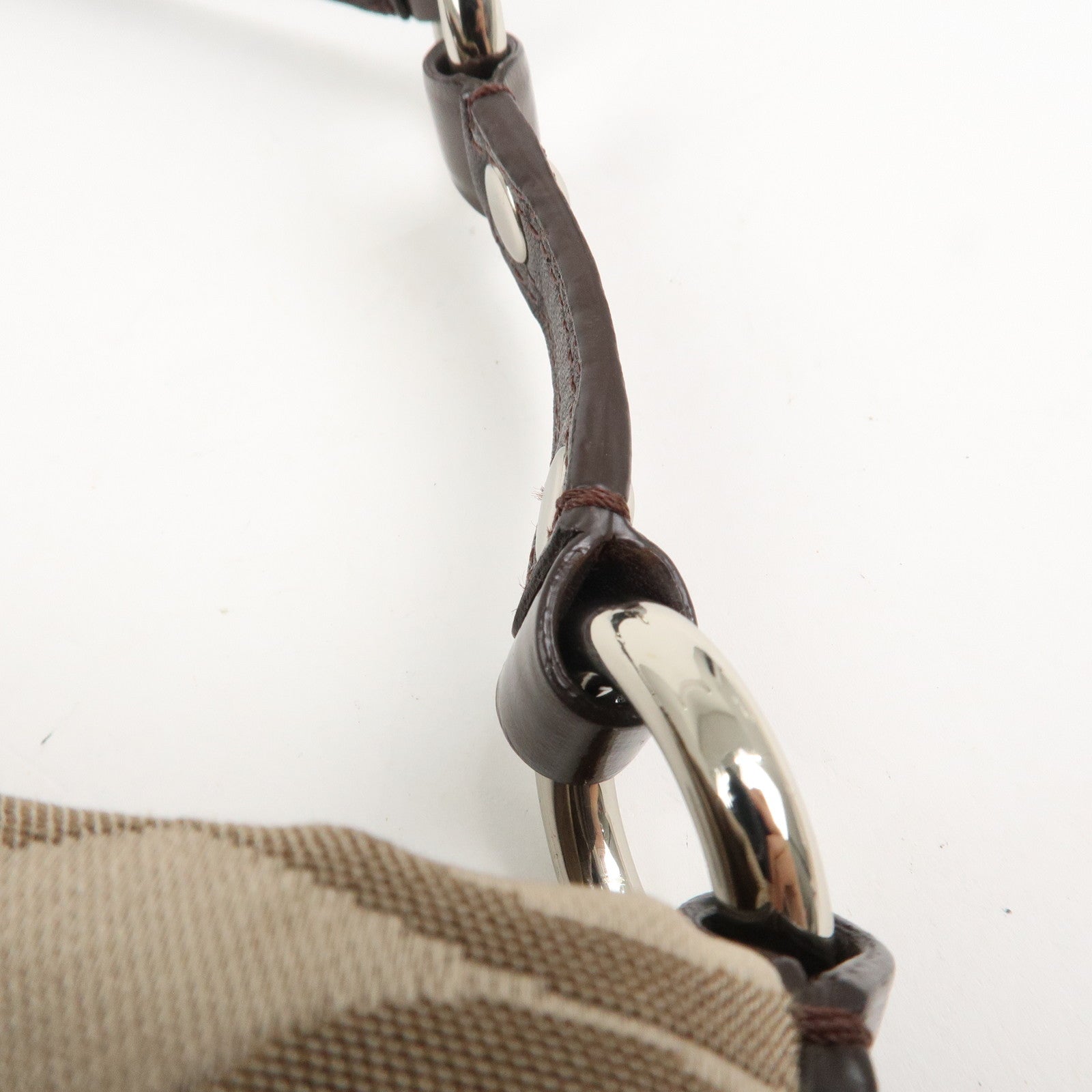 COACH Leather Satin Shoulder Bag Beige Brown F15250