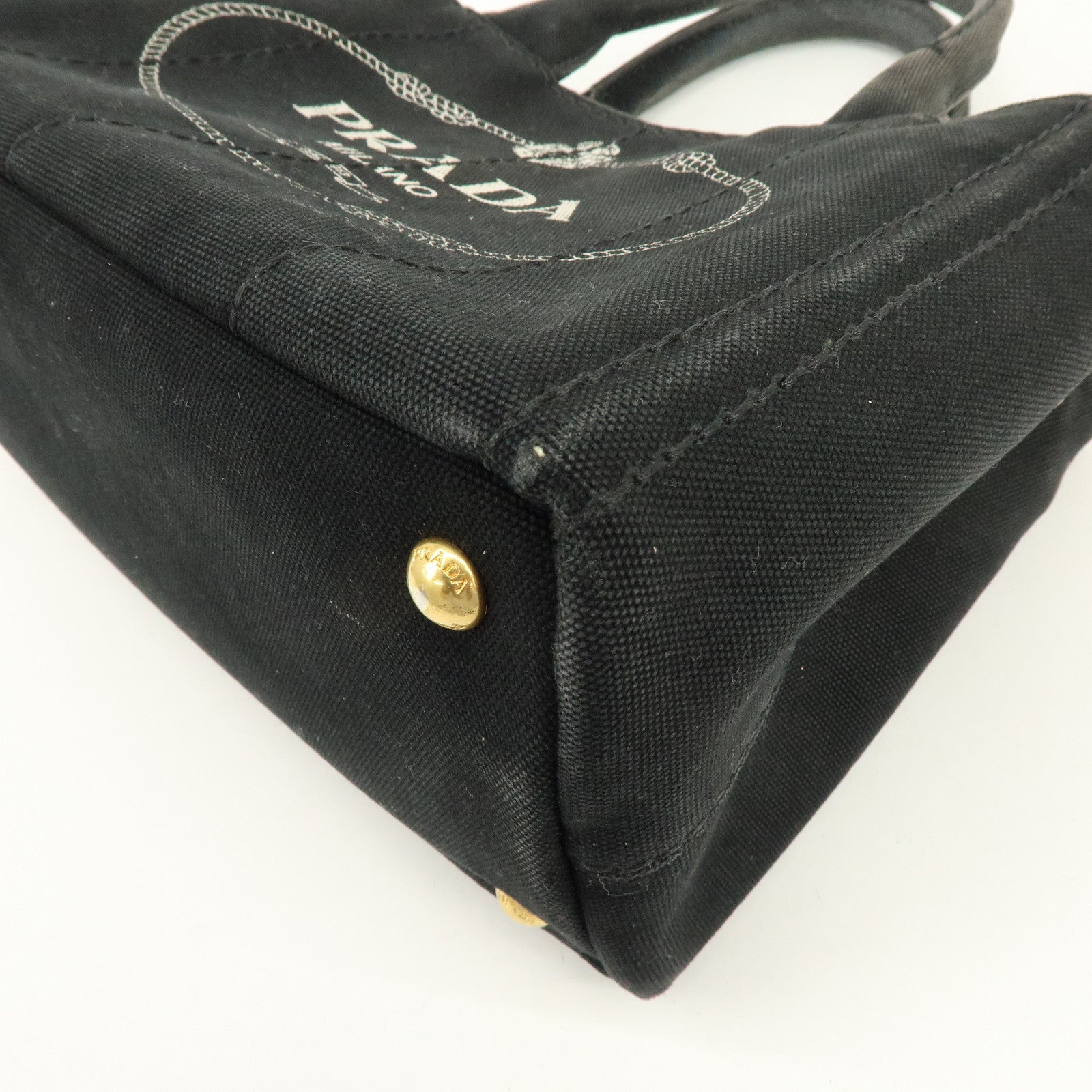 PRADA Triangle Logo Canapa Mini Canvas 2Way Hand Bag Black 1BG439