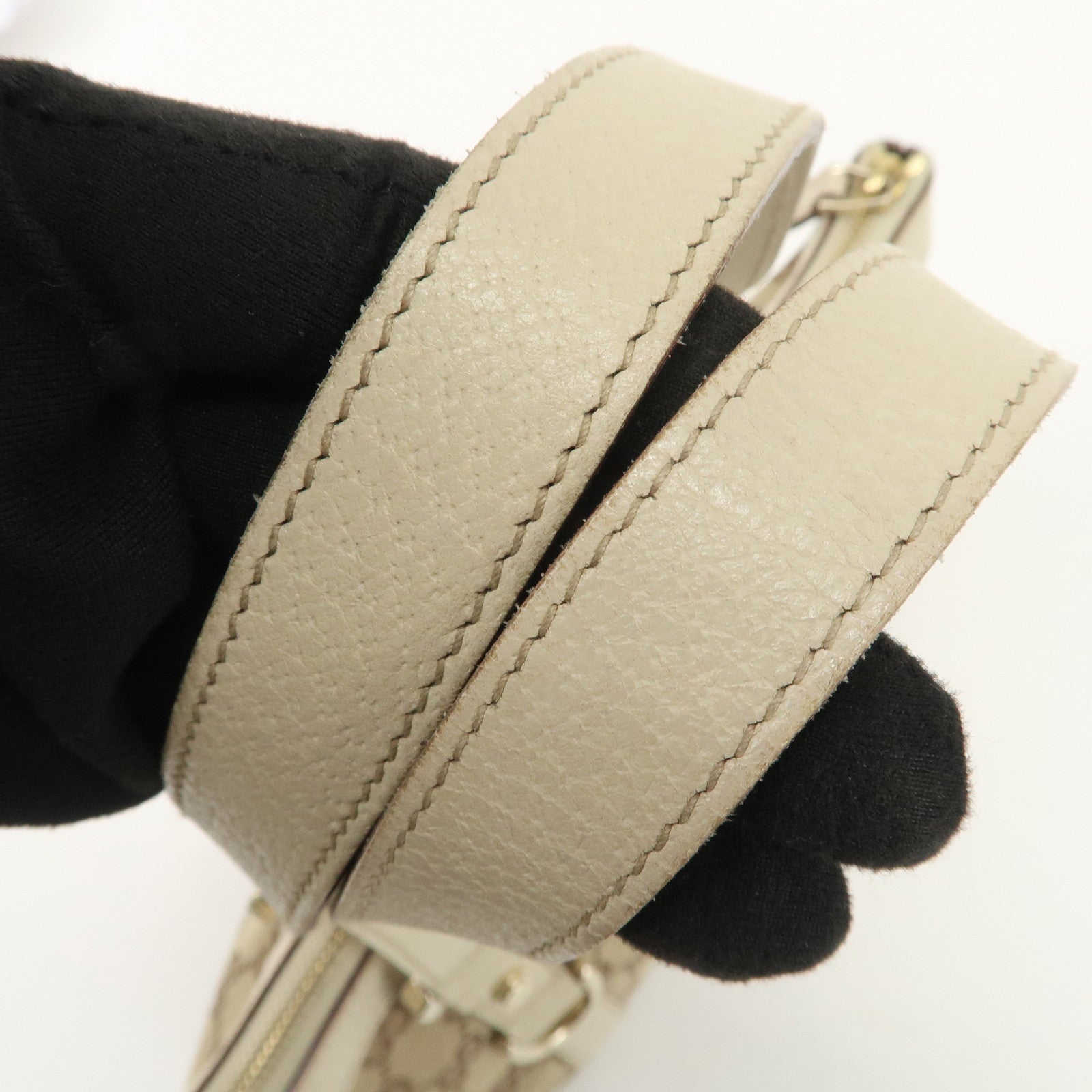 GUCCI Abbey GG Canvas Leather Tote Bag Hand Bag Beige Ivory 141471