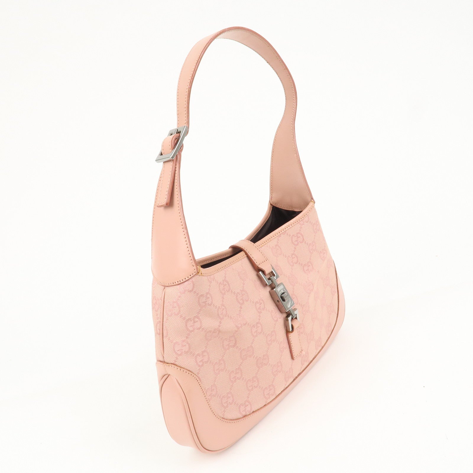 GUCCI Jackie Canvas Leather Shoulder Hand Bag Pink 001.3735