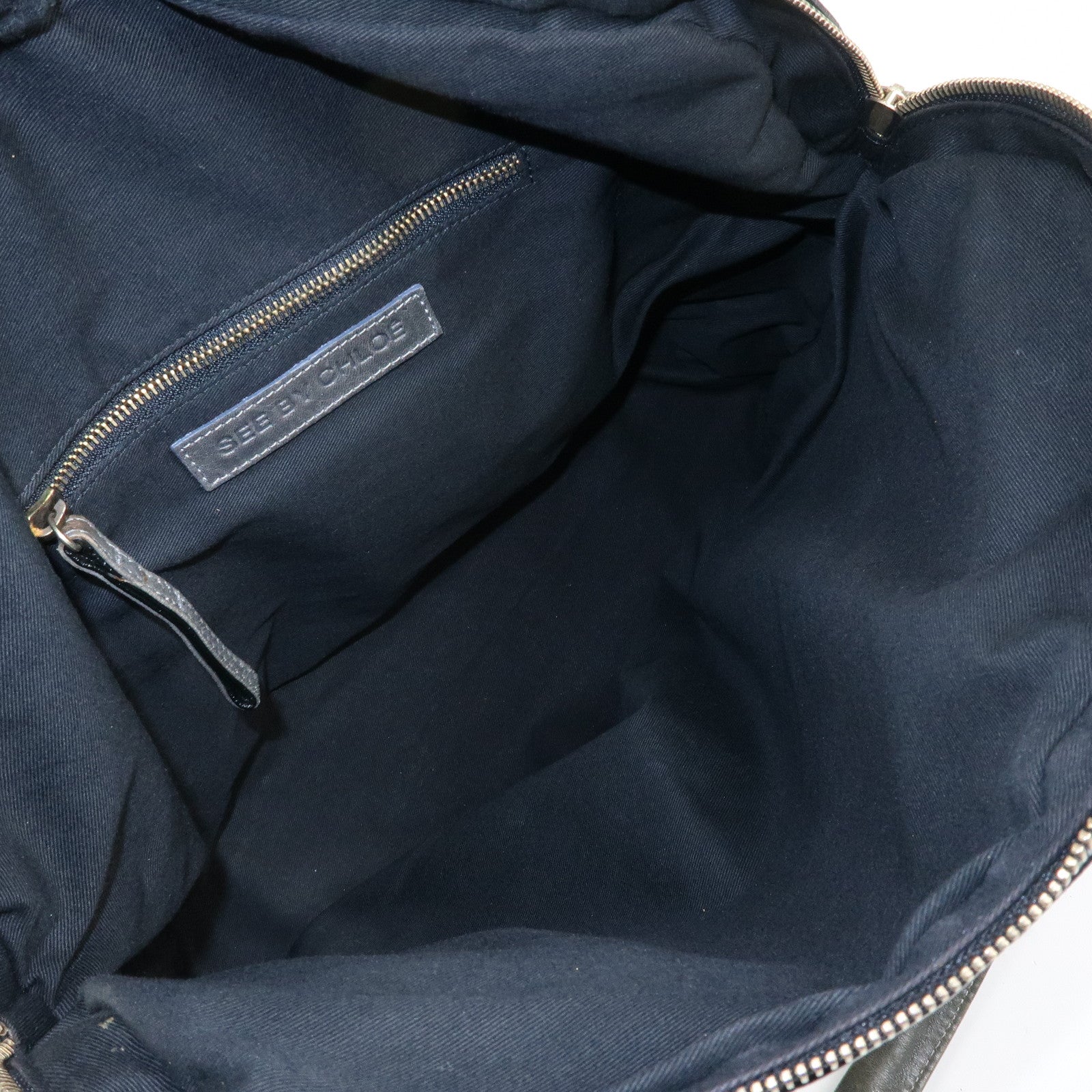 Chloe See by Chloe Leather Boston Bag Hand Bag Metalic Black