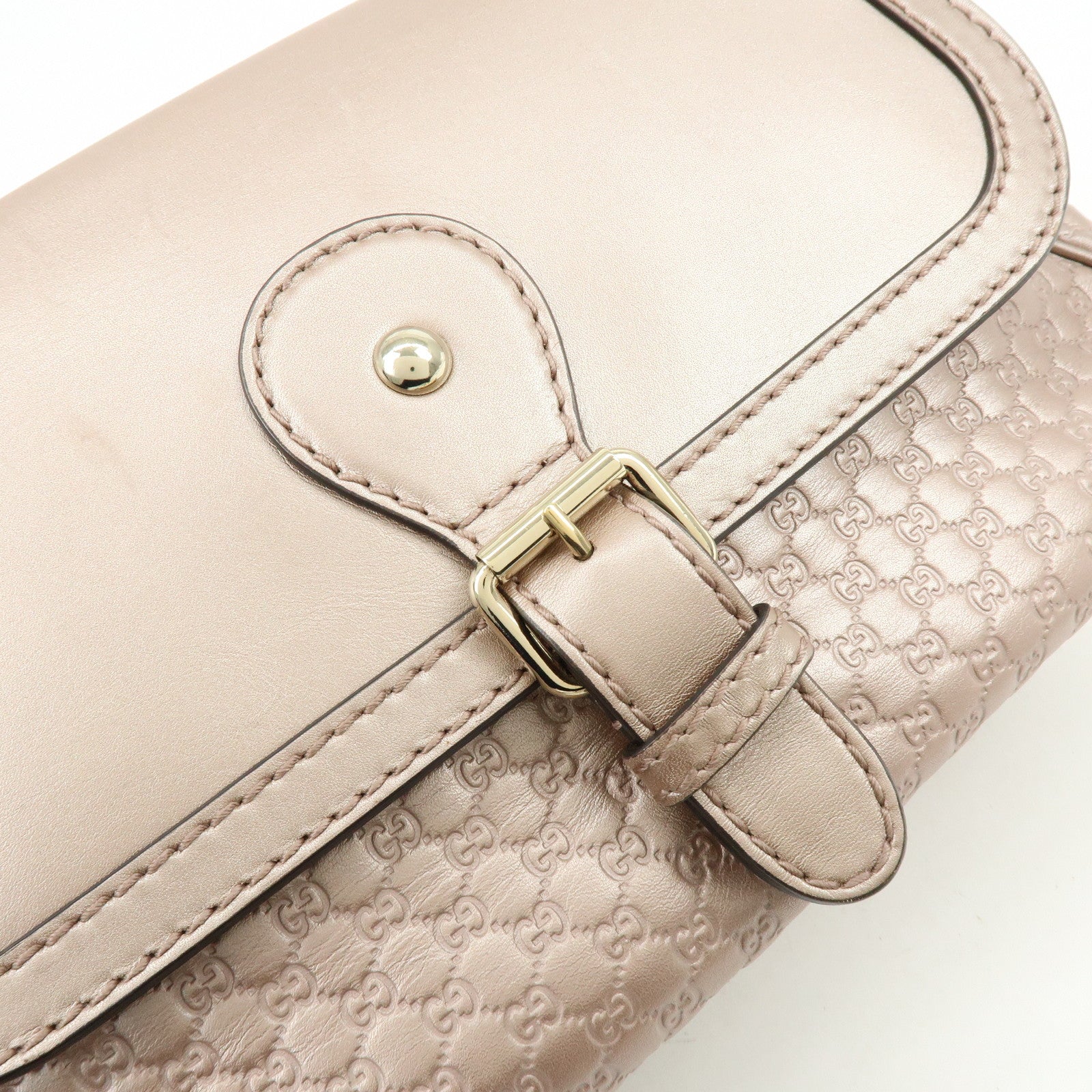 GUCCI Microguccissima Leather Shoulder Bag Metallic Pink 308452