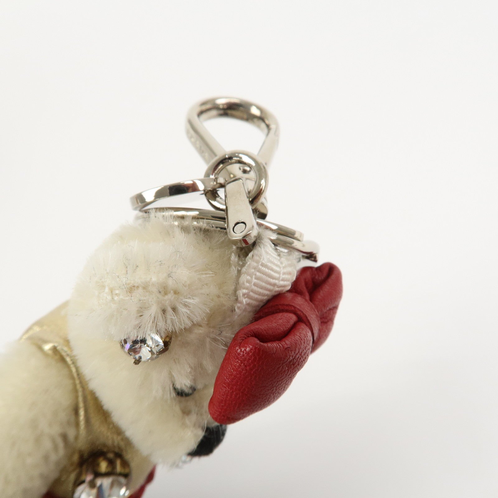 PRADA Teddy Bear Bag Key Charm Key Leopard Bijou Ivory