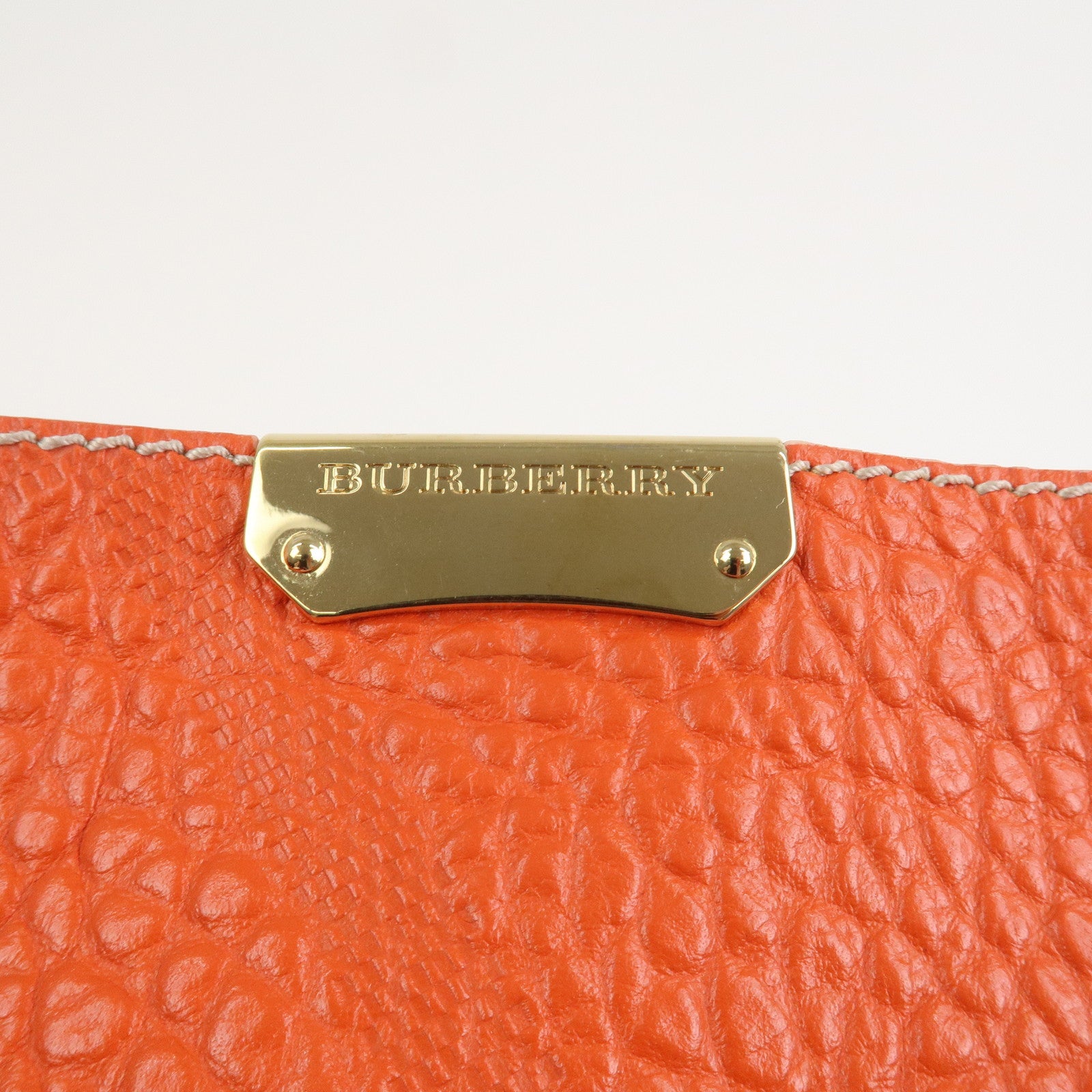 BURBERRY Logo Leather Shoulder Bag Hand Bag Orange