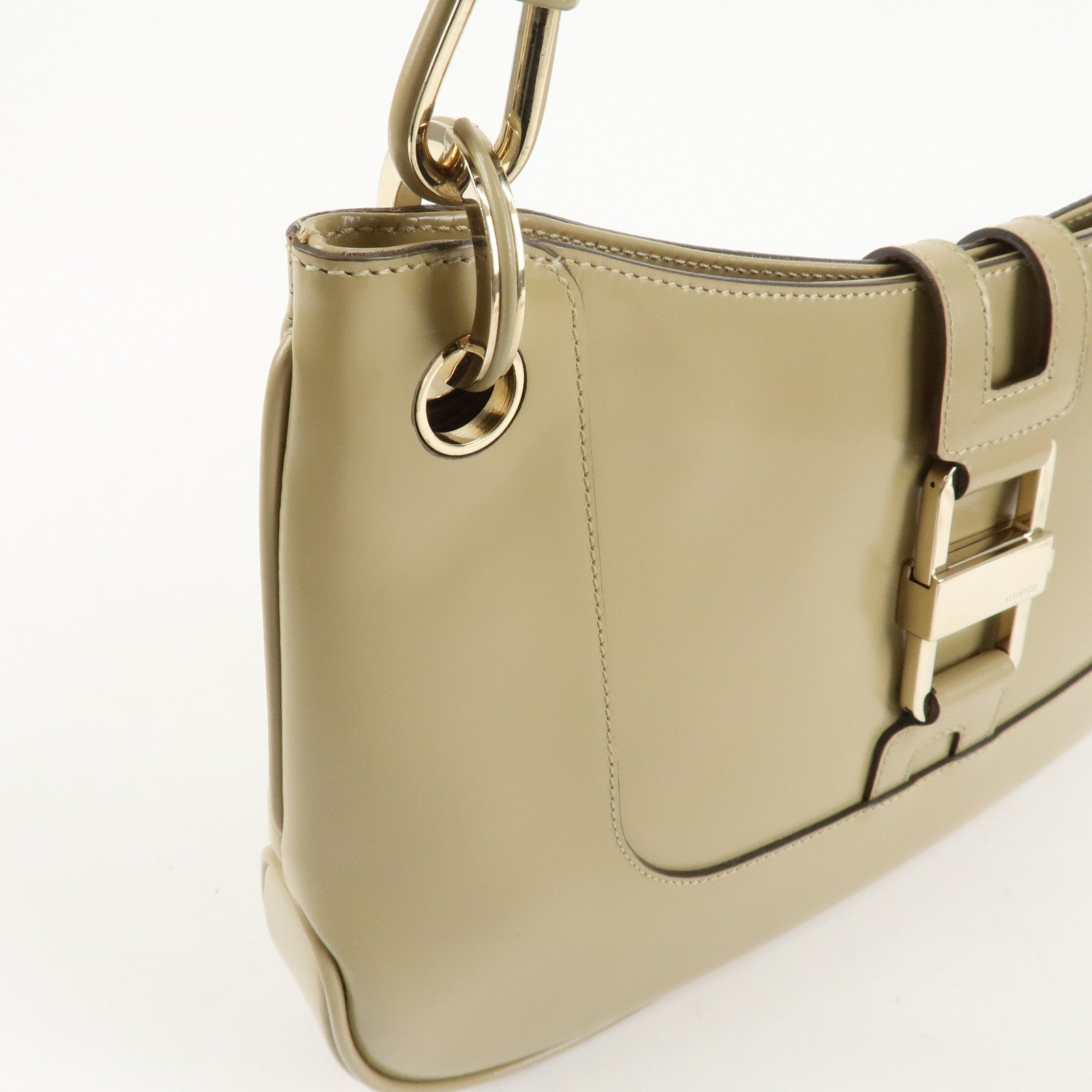 GUCCI Leather Shoulder Bag Hand Bag Beige 001.4150.002058 Used