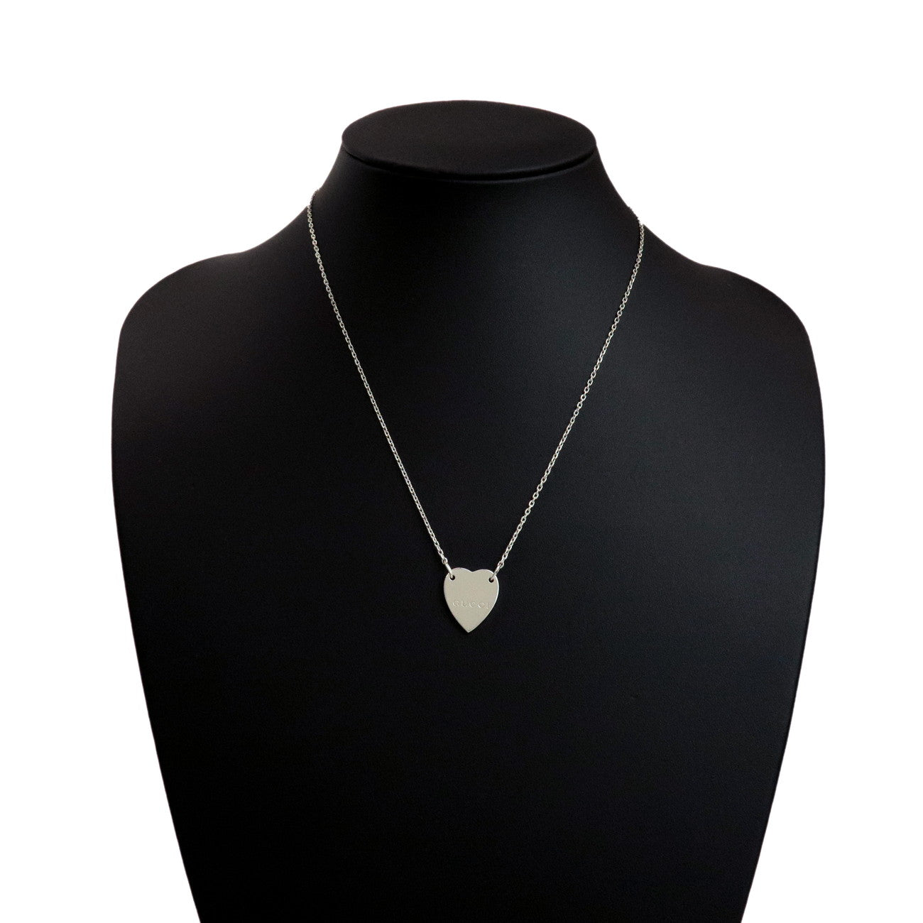 GUCCI Heart Plate Necklace SV925 Silver 223512