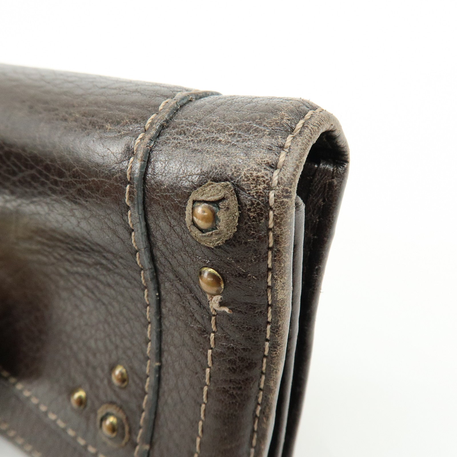 Chloe Paddington Leather Long Flap Wallet Dark Brown