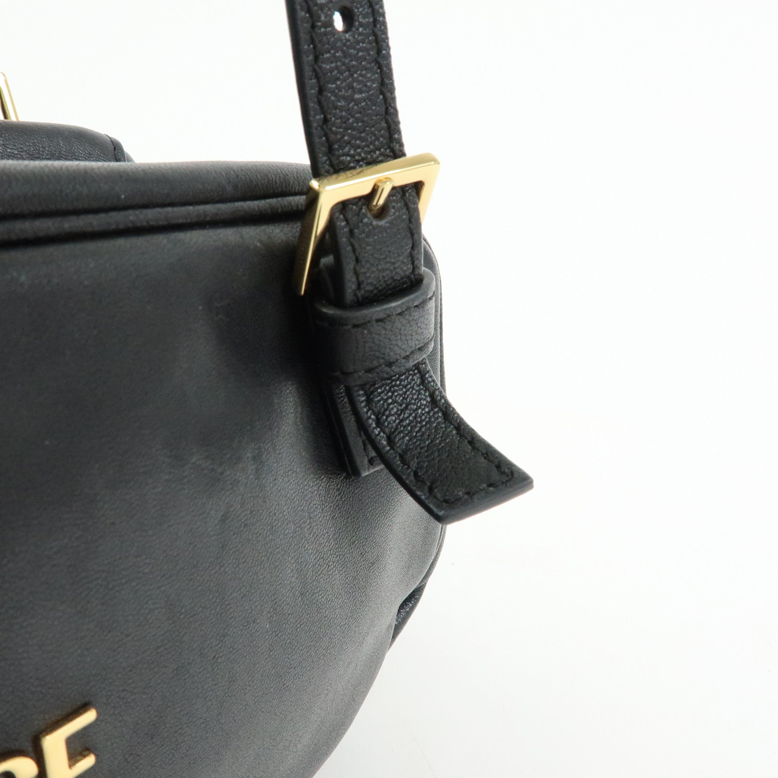 VERSACE Medusa Nappa Leather Bowling Bag Shoulder Bag Black