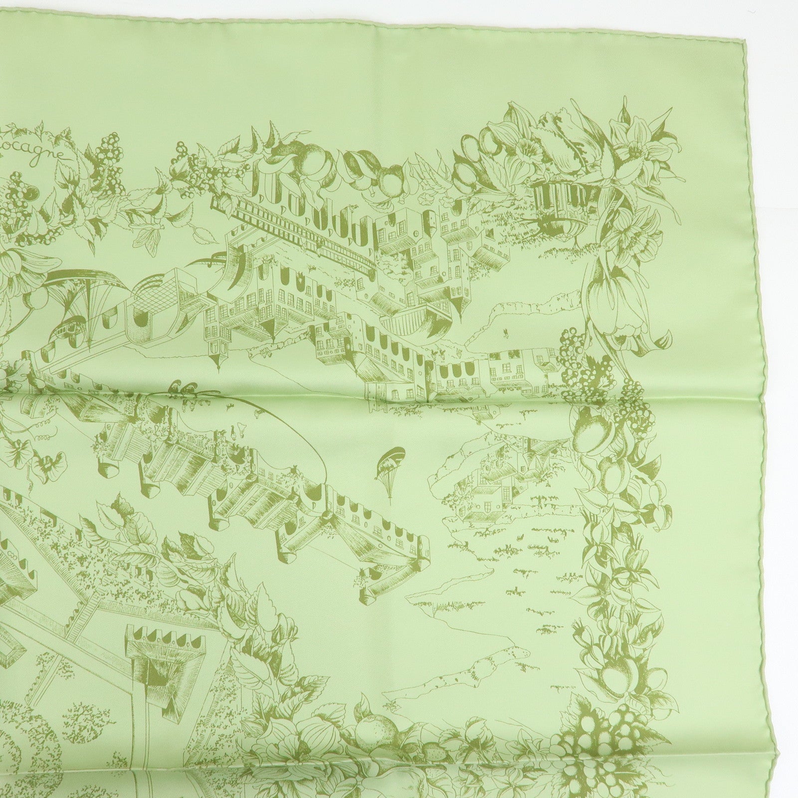 HERMES Carre 90 Set of 2 Silk 100% Scarf Green Red