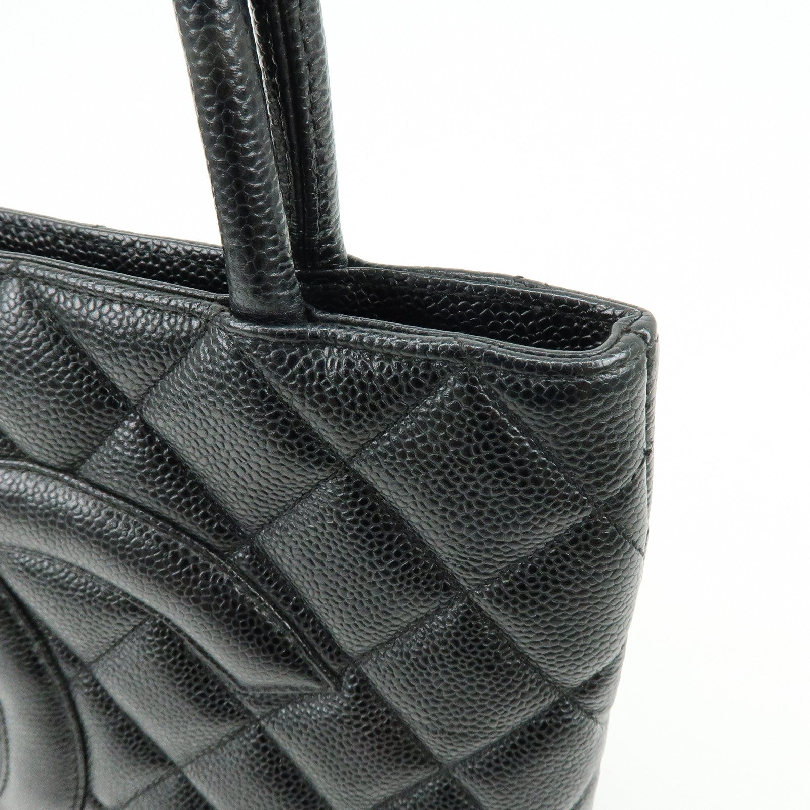 CHANEL Matelasse COCO Mark Medallion Caviar Skin Tote Bag A01804