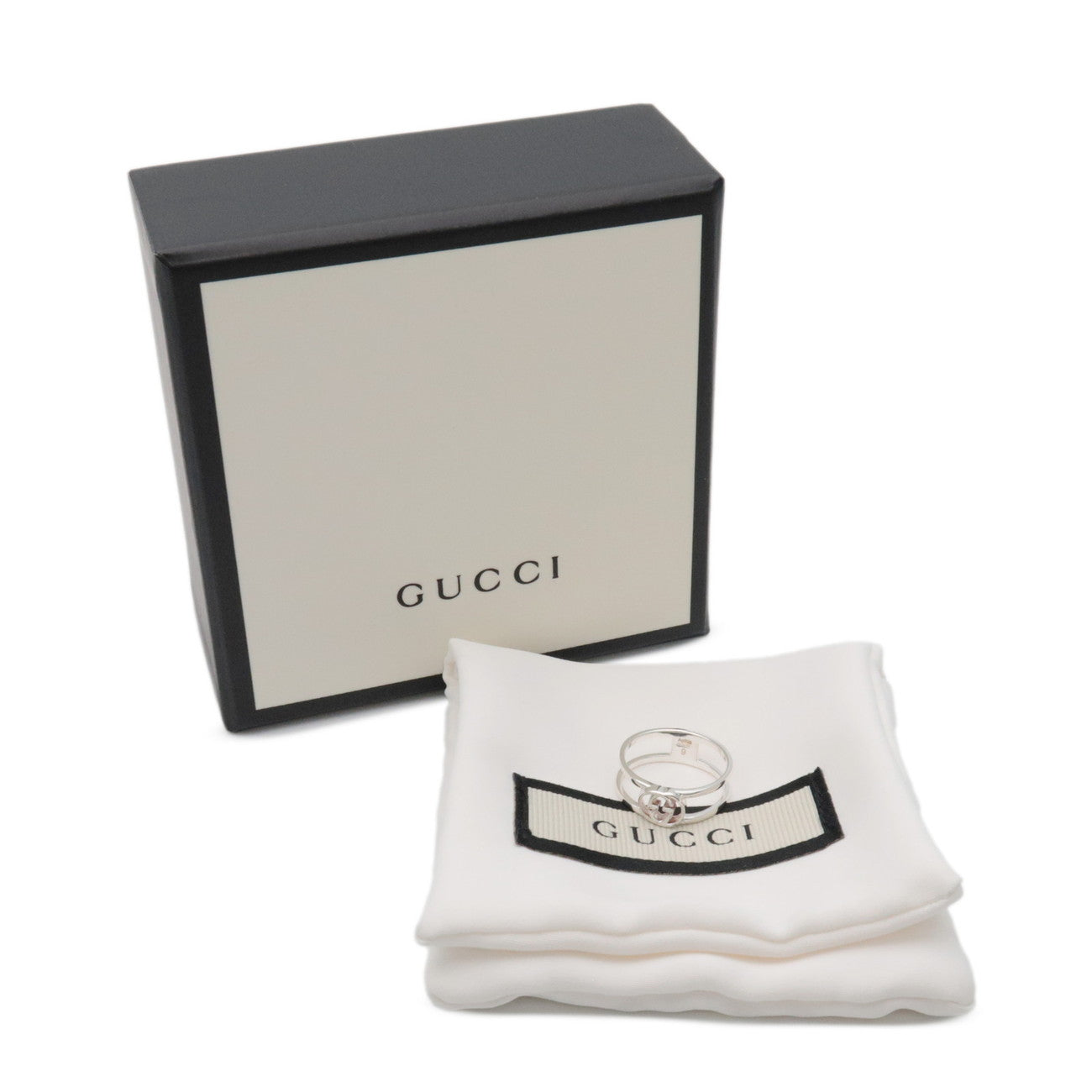 GUCCI Interlocking G SV925 Silver #9 US4.5 EU48 HK10 298036