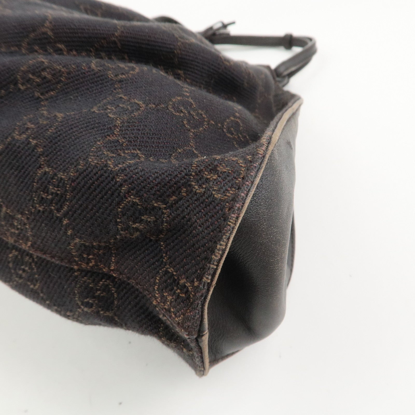 GUCCI GG Monogram Canvas Leather Tote Bag Hand Bag Brown 76554