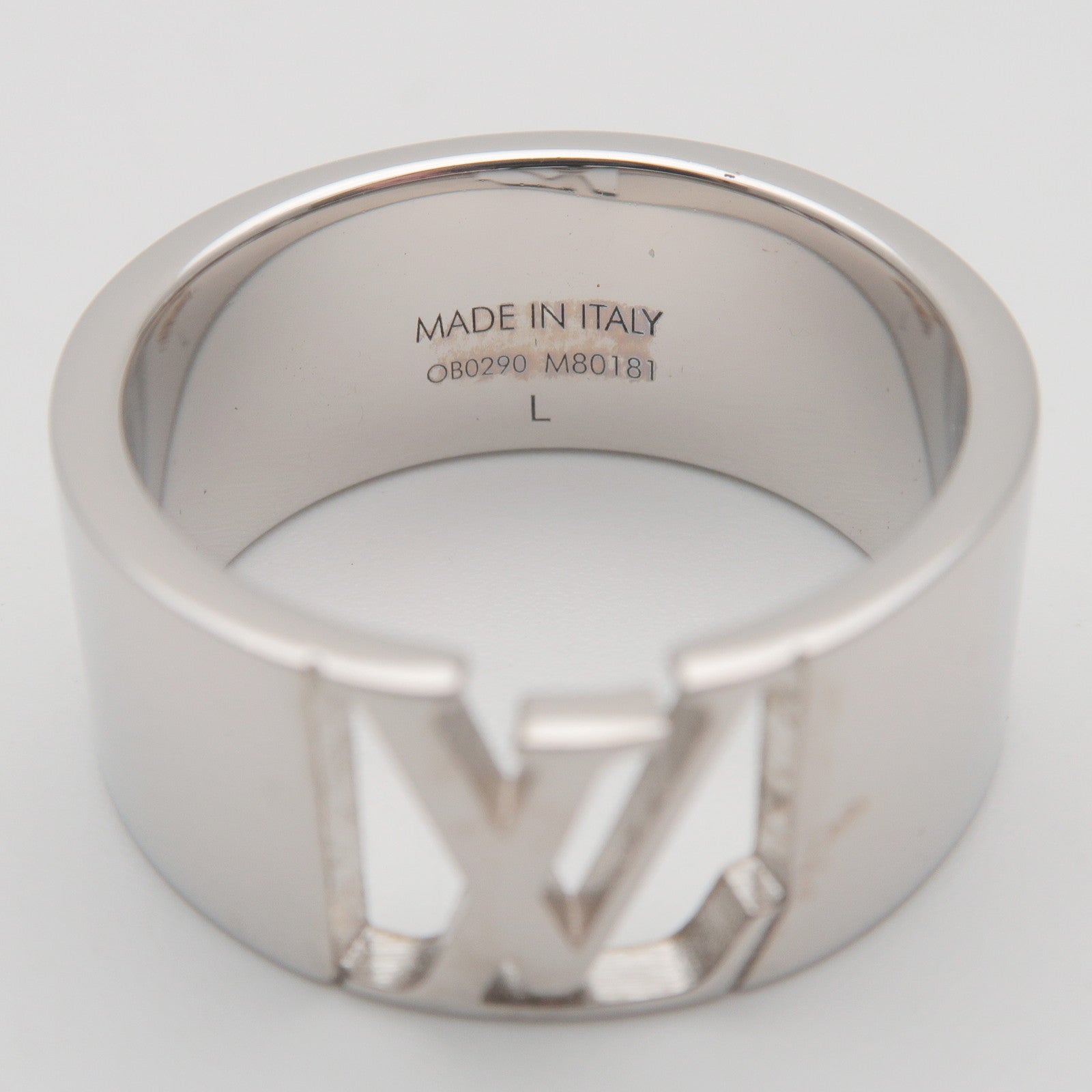 Louis Vuitton Bague Signature Ring L US10.5 Metal Silver M80181