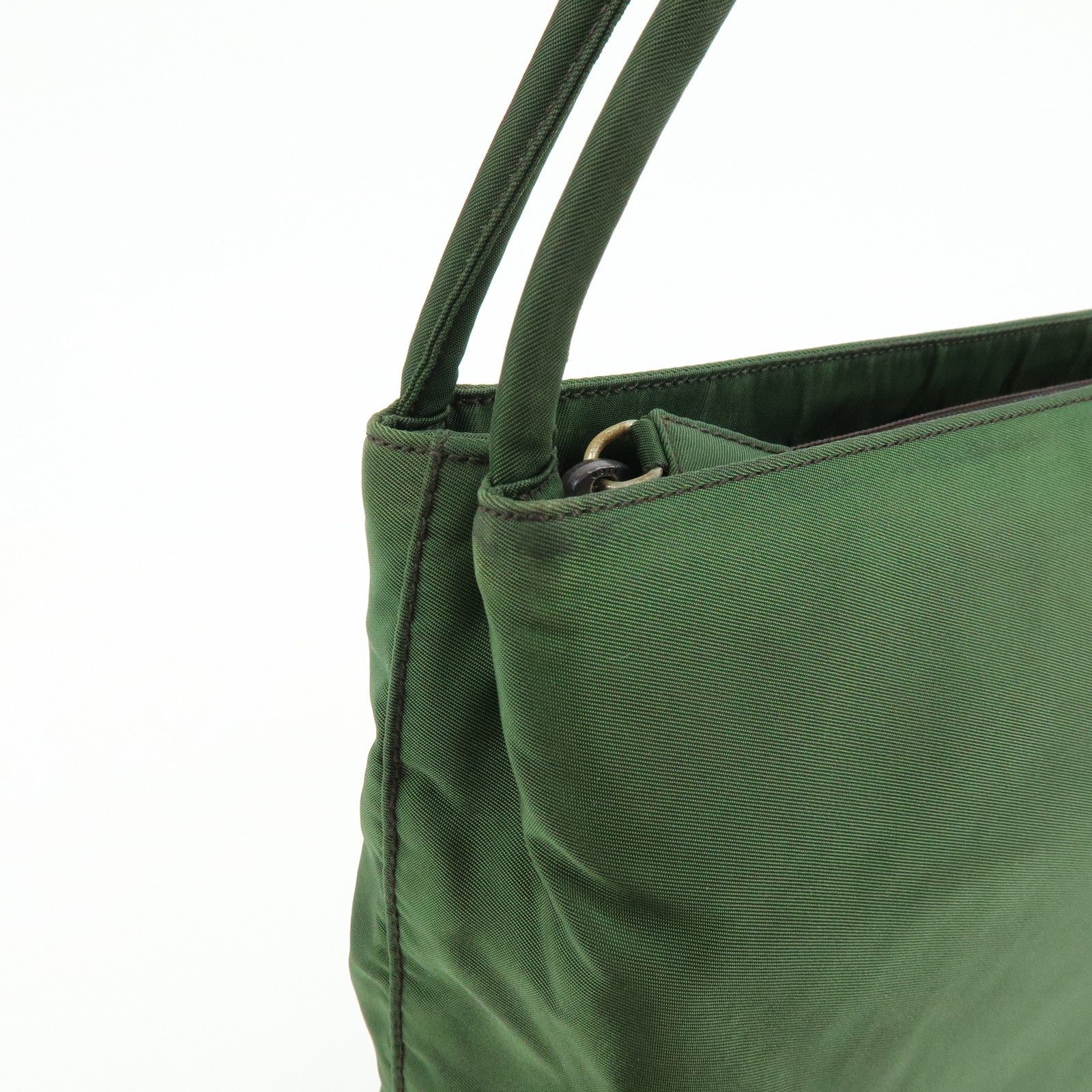 PRADA Triangle Logo Nylon Shoulder Bag Hand Bag Green B6242