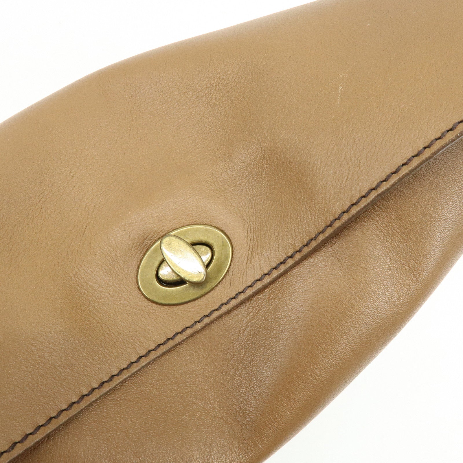 MIU MIU Logo Leather Shoulder Bag Hand Bag Brown