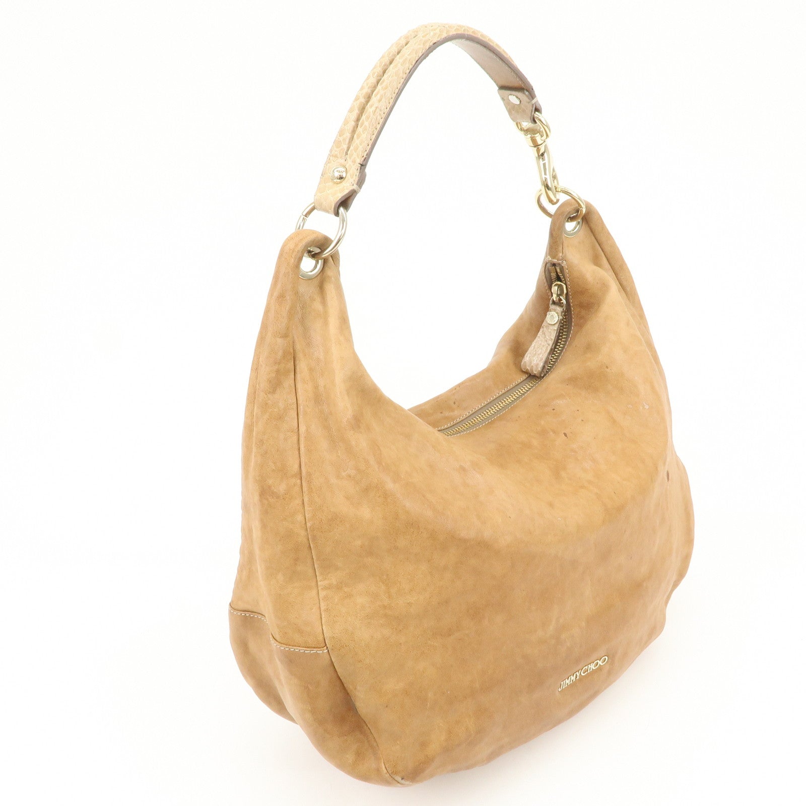 JIMMY CHOO Sky Bag Leather Shoulder Bag Hand Bag Brown