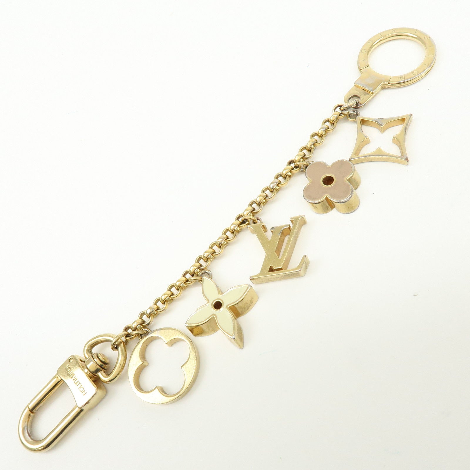 Louis Vuitton Fleur de Monogram Bag Charm Key Chain Gold M65111