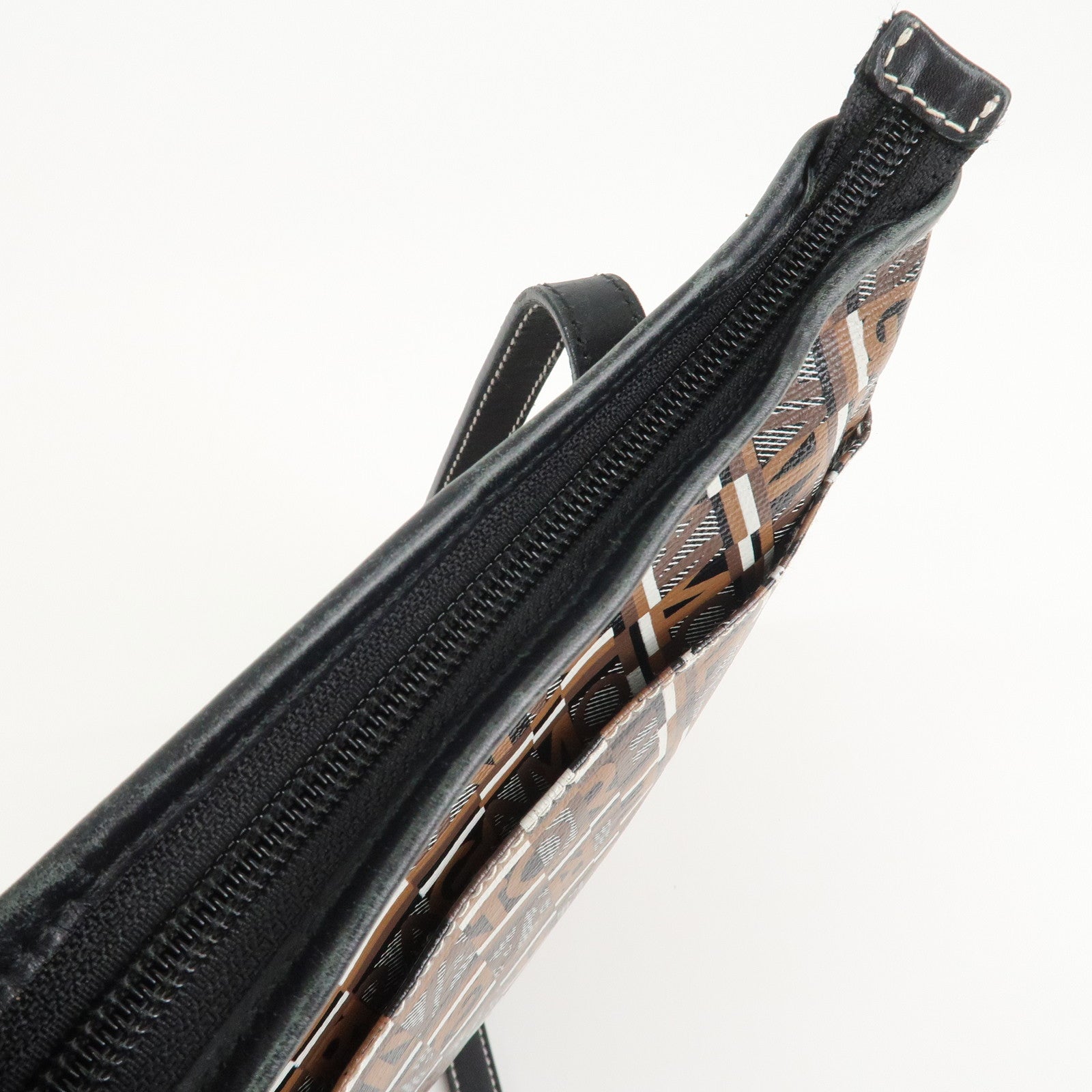 Ferragamo Leather PVC Shoulder Bag Black Brown White