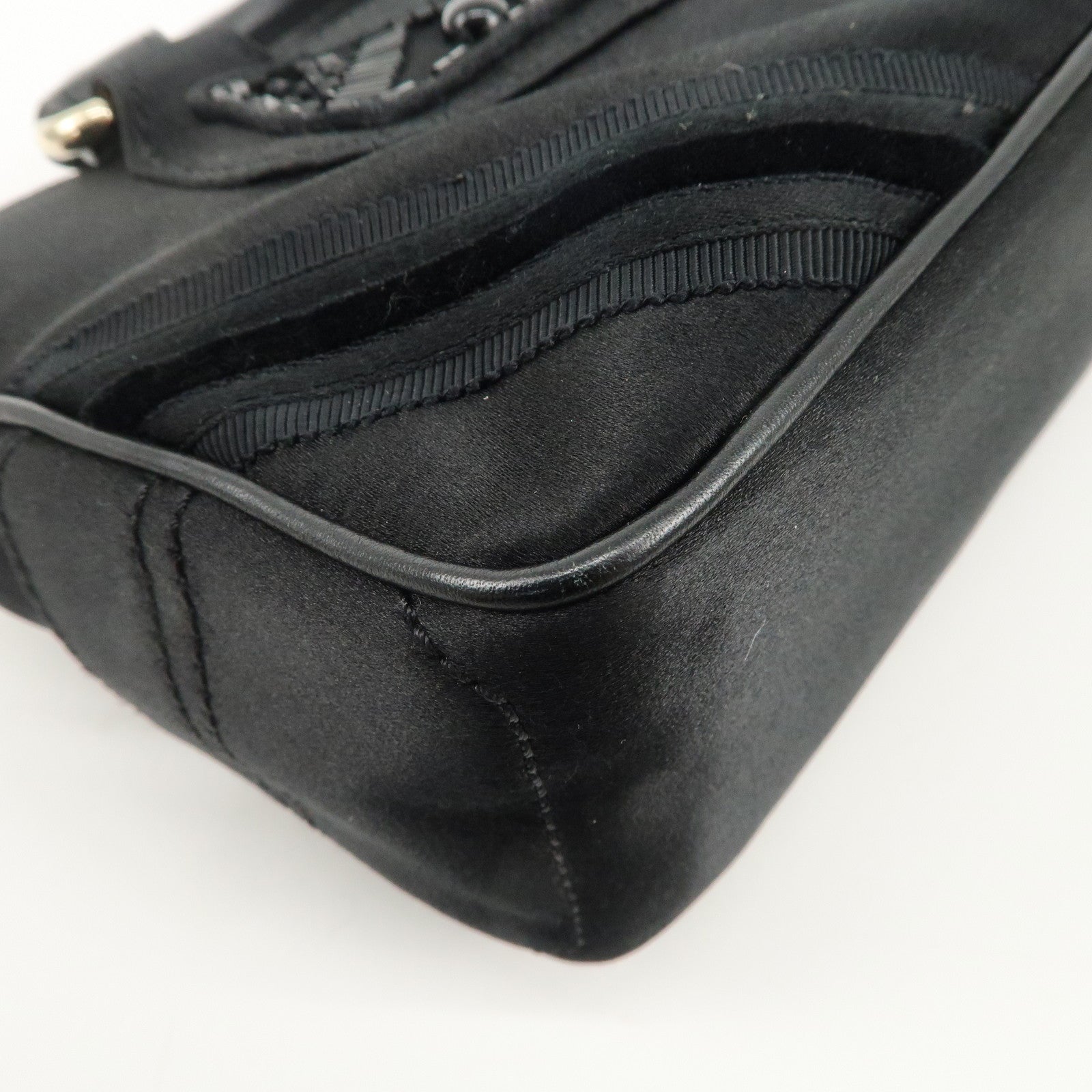 CELINE Macadam Satin Leather Mini Boogie Bag Beads Macadam Stamp Used