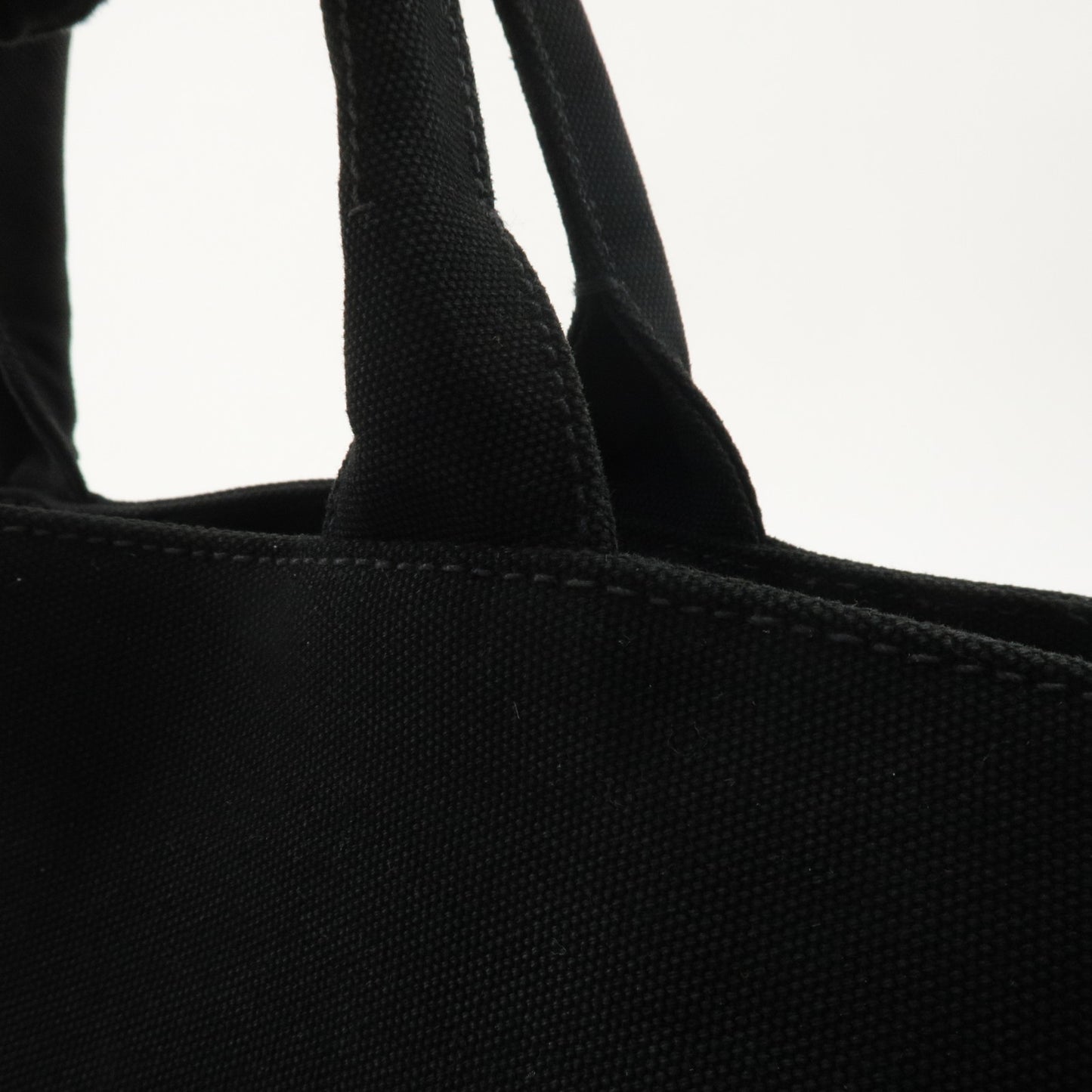 PRADA Canapa Canvas Tote Bag Hand Bag Black 1BG163