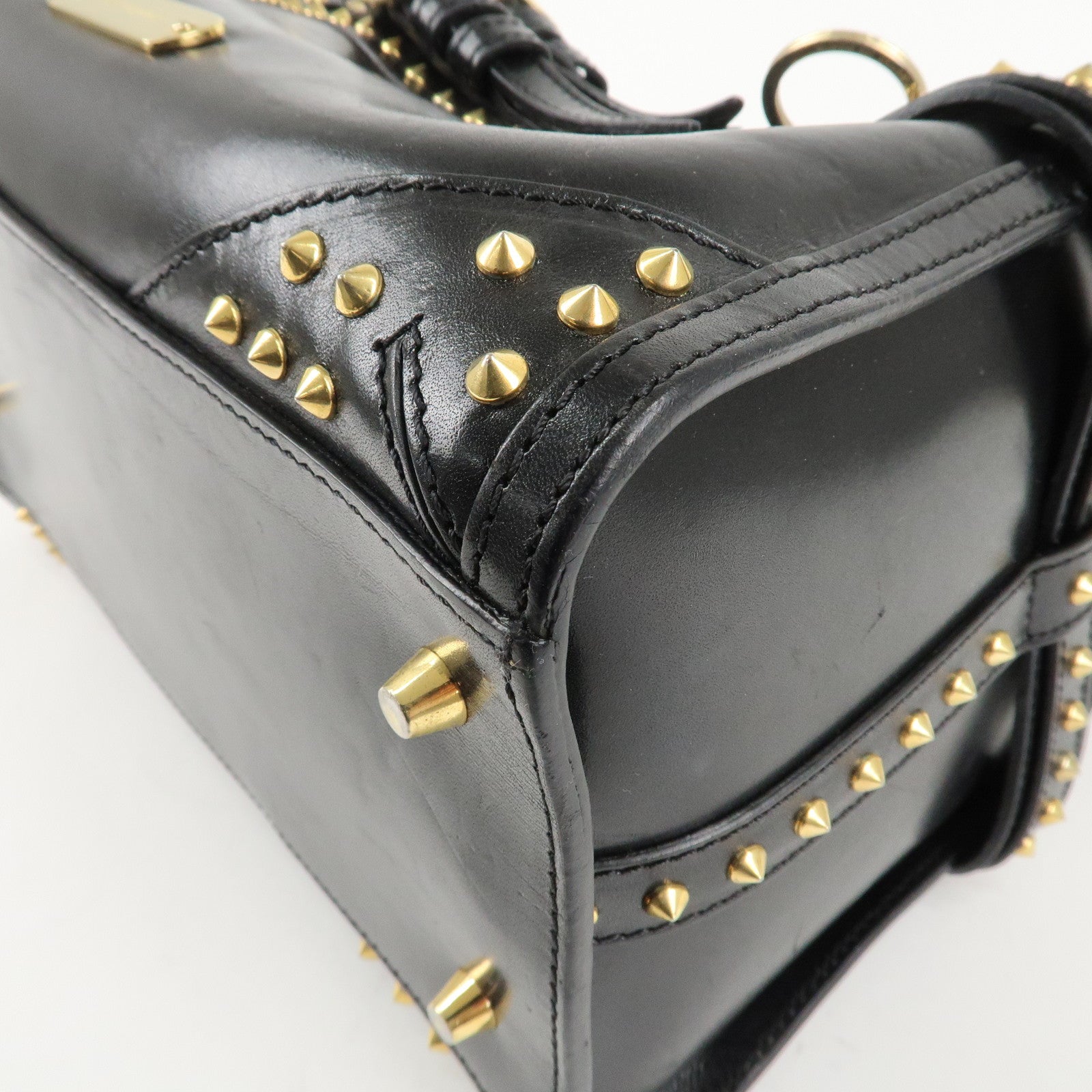 BURBERRY Leather 2Way Shoulder Bag Crossbody Bag Studs Black Used
