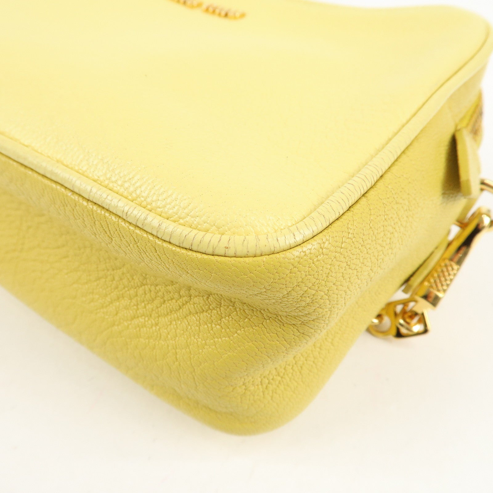 MIU MIU Leather MADRAS BICOLORE Shoulder Bag Yellow RT0539 Used