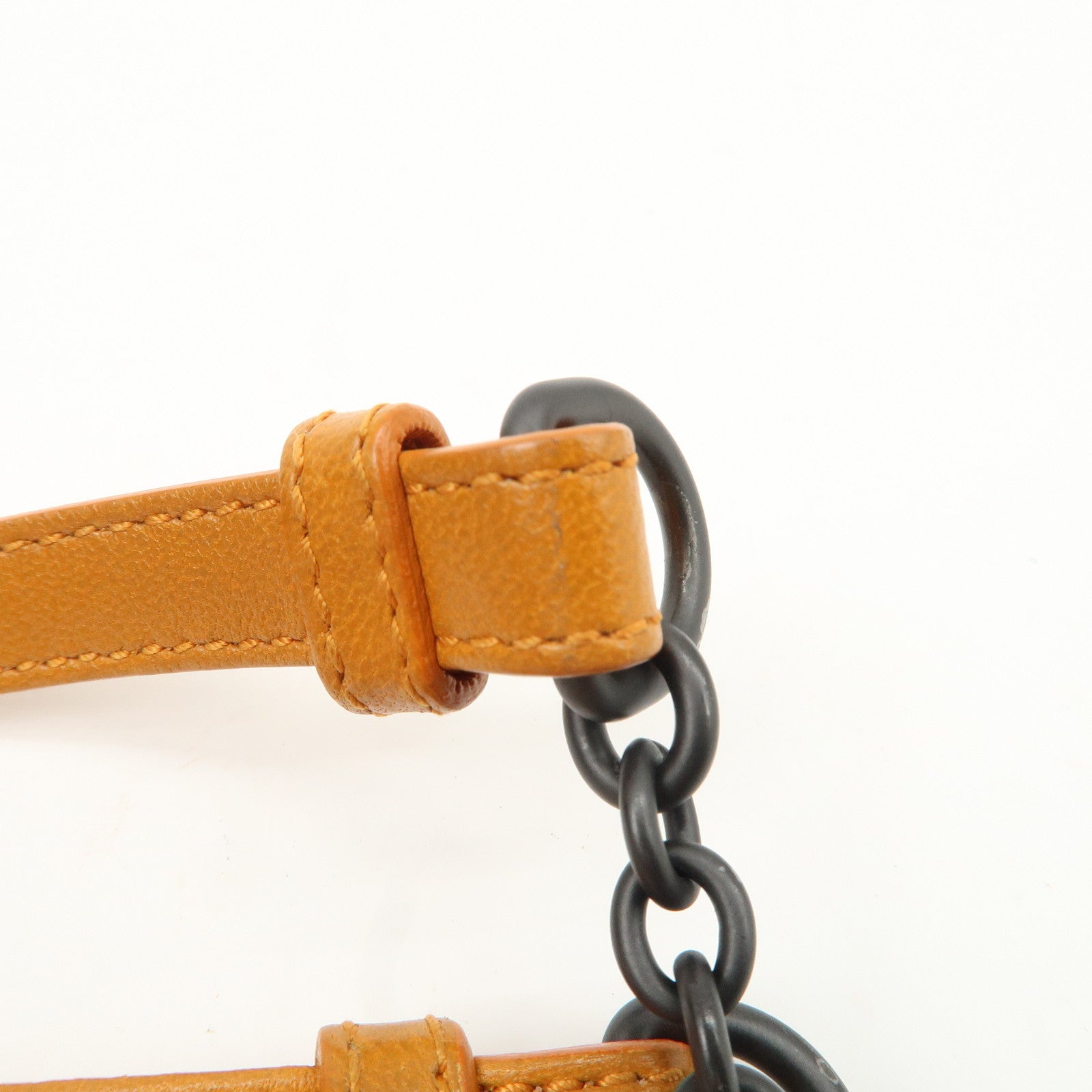 Bottega Veneta Intrecciato Leather Chain Shoulder Bag Orange Used
