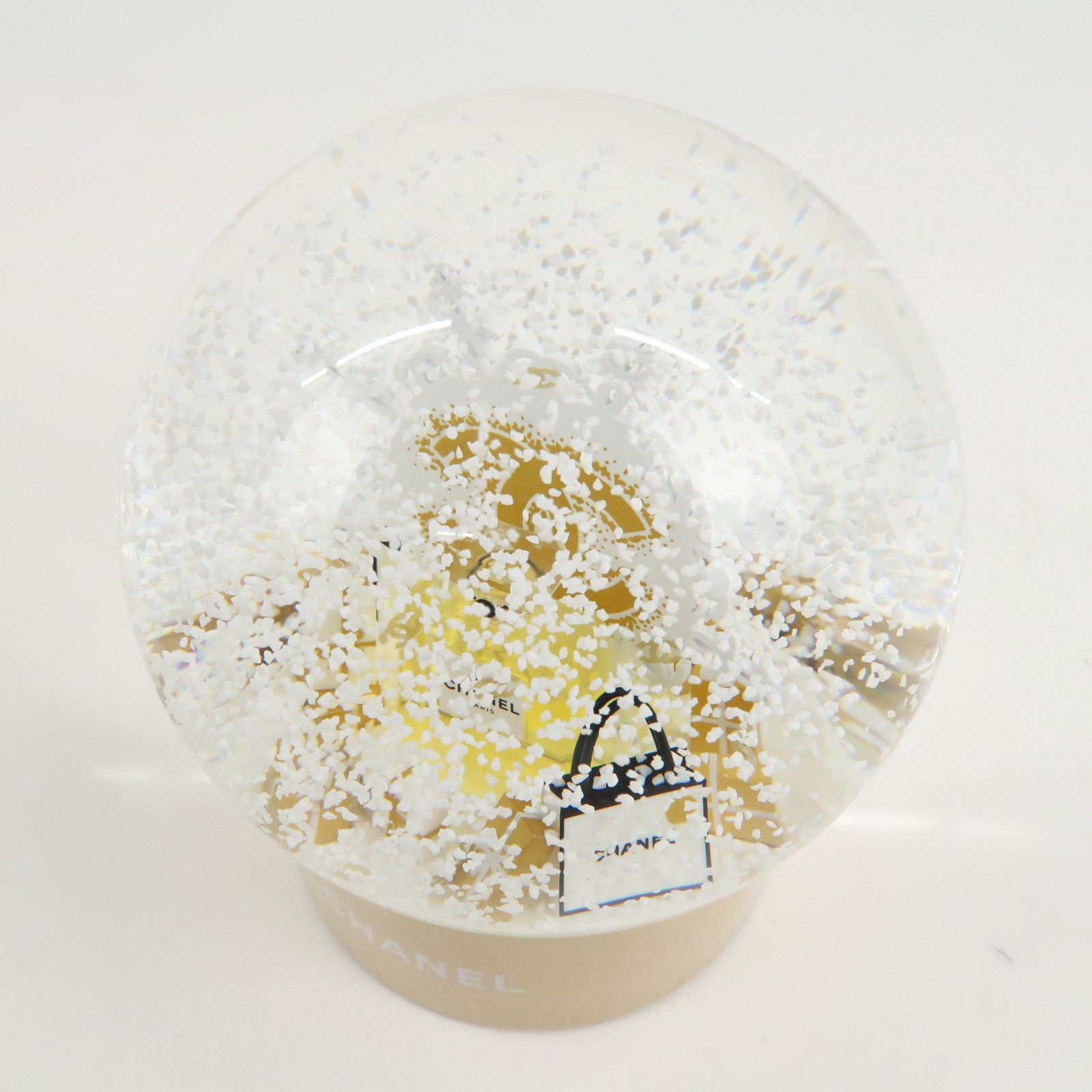 CHANEL COCO Mark No.5 Glass Snow Dome 2024 Novelty White Gold Used