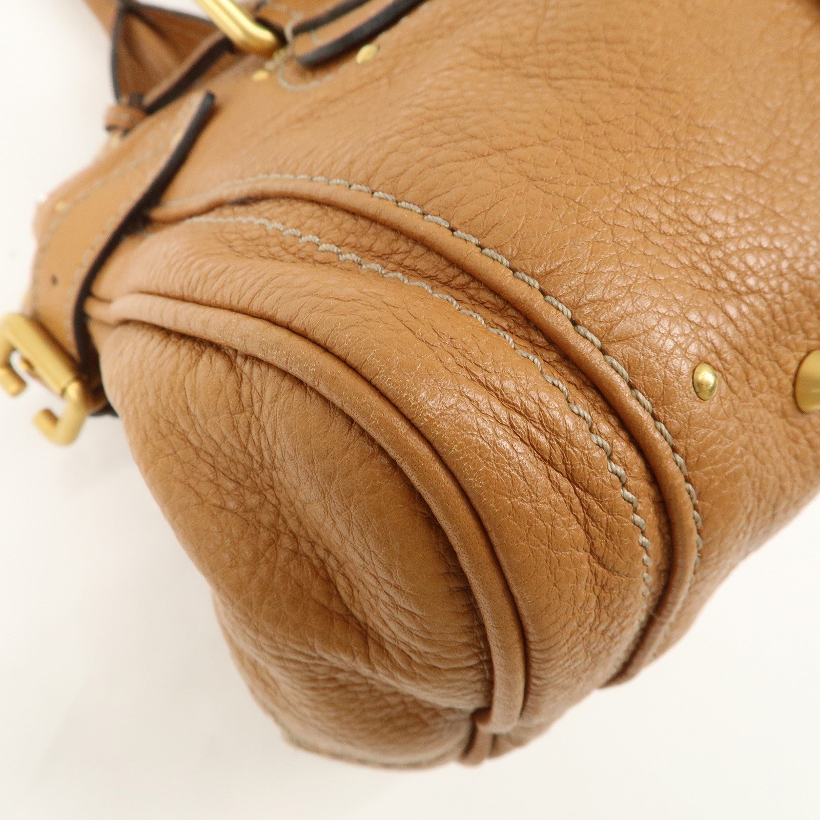 Chloe Paddington Leather Medium Hand Bag Shoulder Bag Brown Used