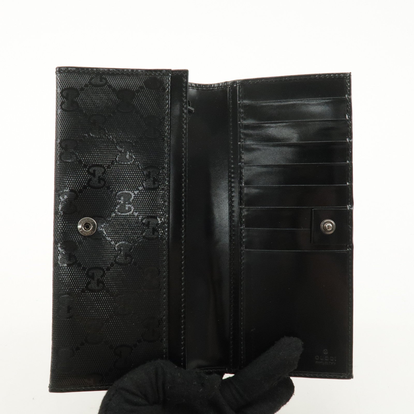 GUCCI GG Imprime PVC Leather Long Wallet Black 244995・2149