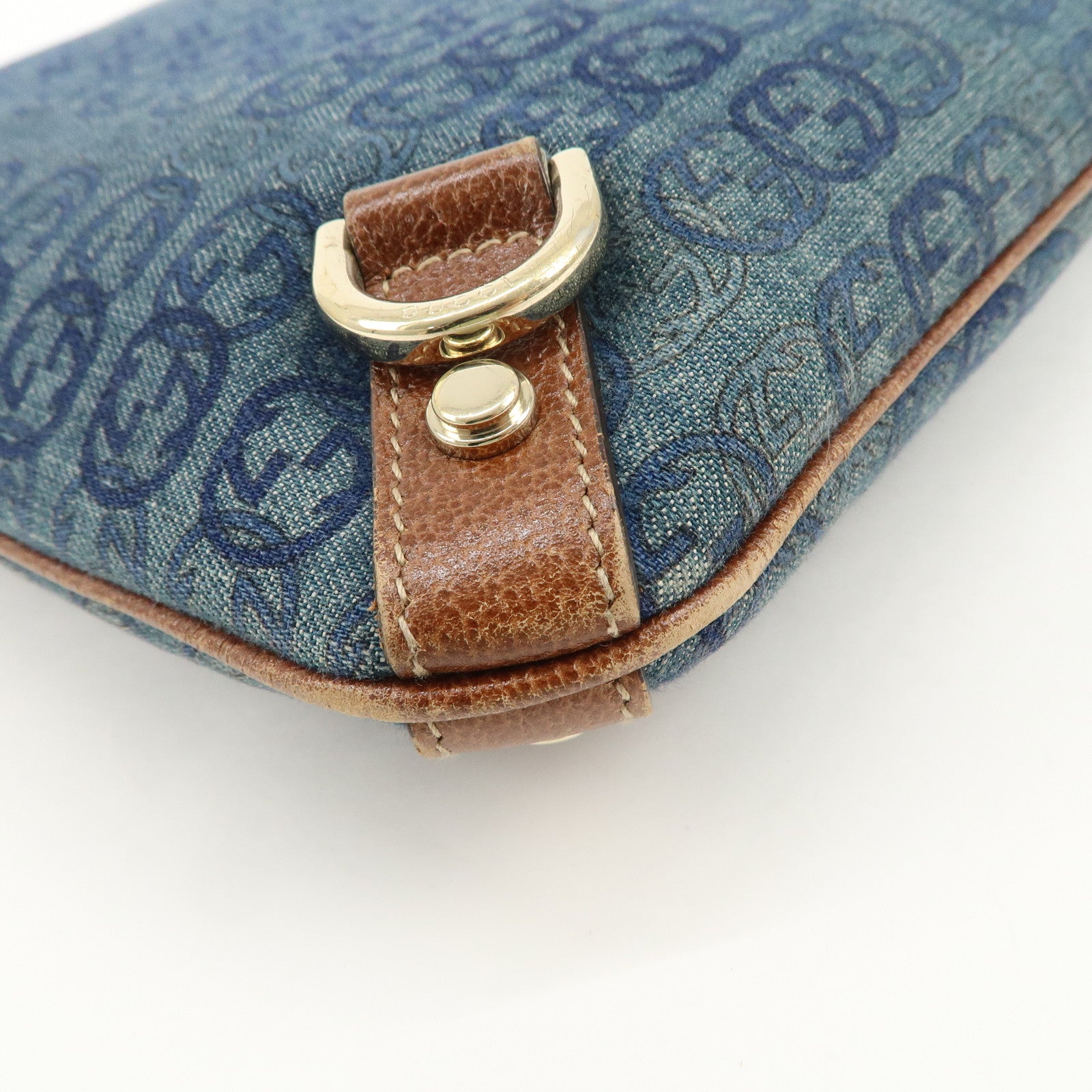 GUCCI Interlocking Abbey Denim Leather Shoulder Bag 131326 Used